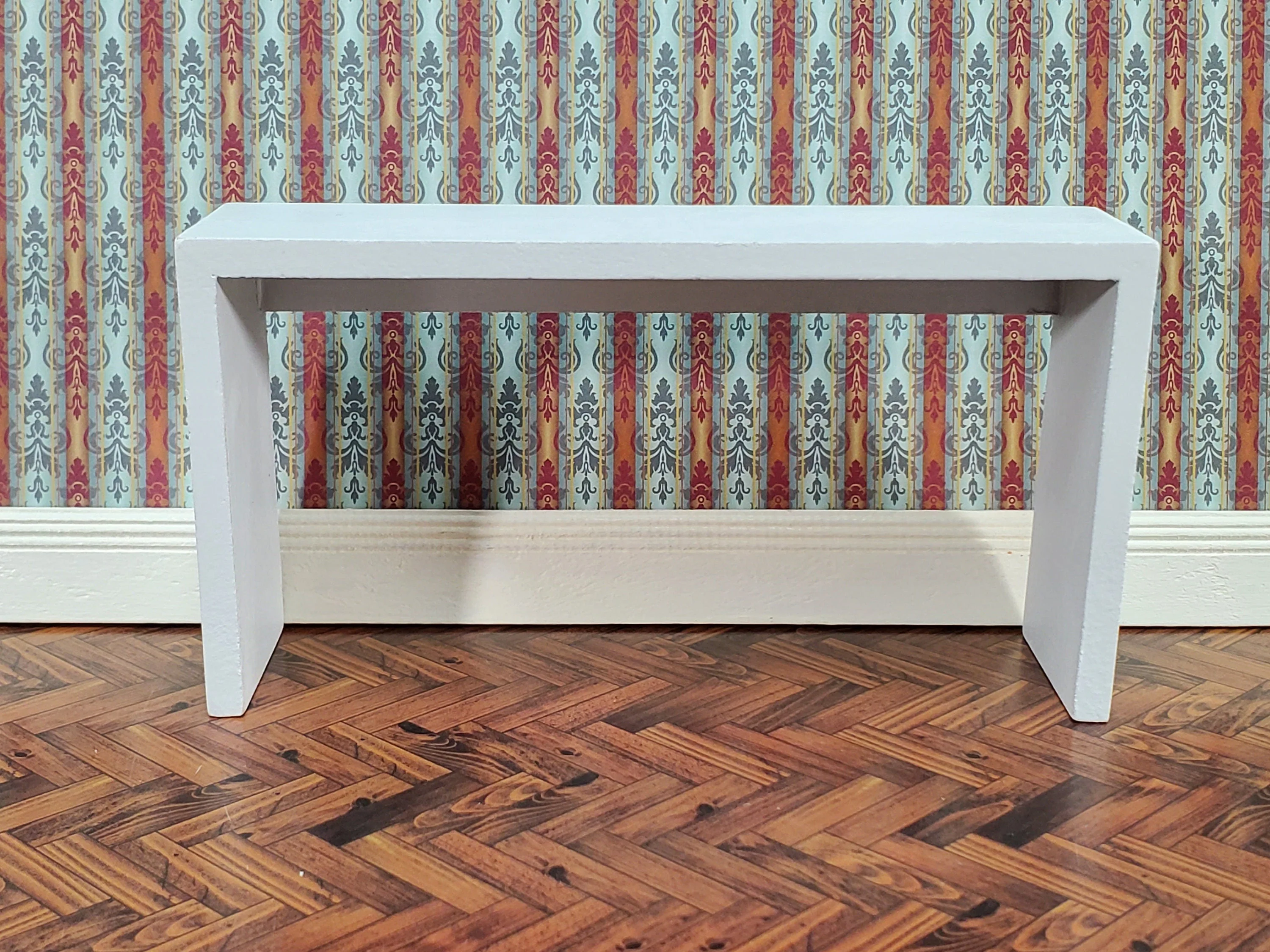Dollhouse Console or Tall Sofa Table Modern White 1:12 Scale Miniature Furniture - Image 4