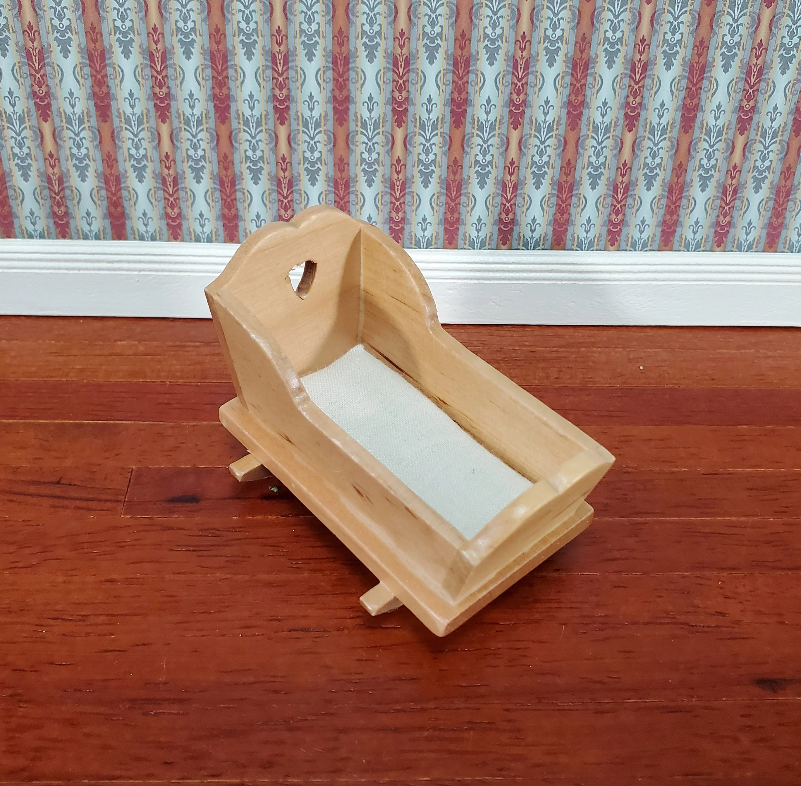 Dollhouse Cradle Small Crib for Nursery Light Oak Finish 1:12 Scale Miniature Furniture - Image 2
