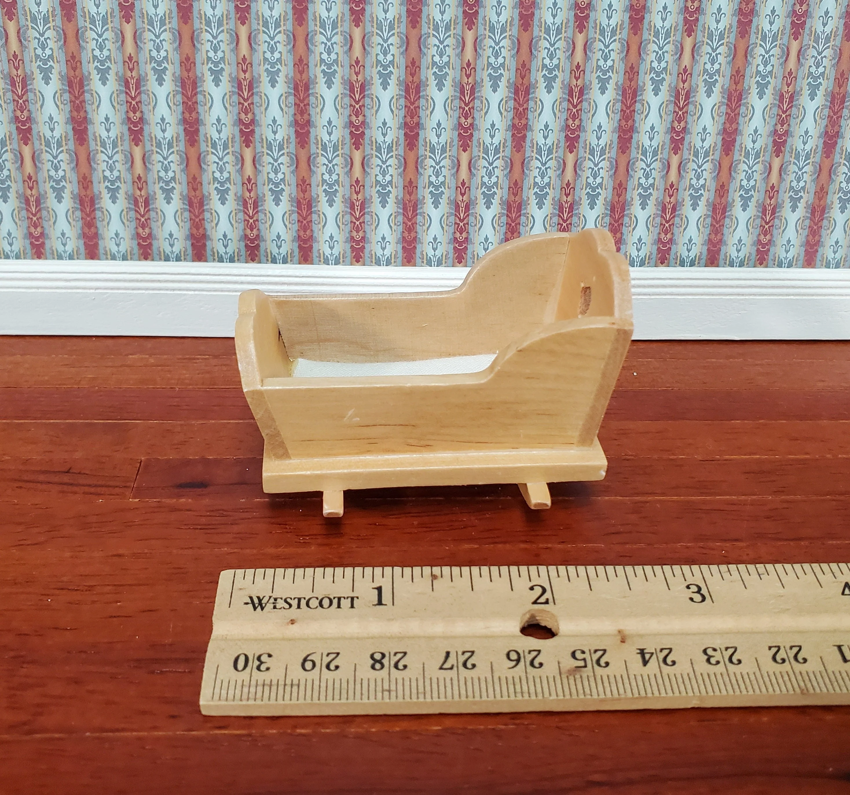 Dollhouse Cradle Small Crib for Nursery Light Oak Finish 1:12 Scale Miniature Furniture - Image 3