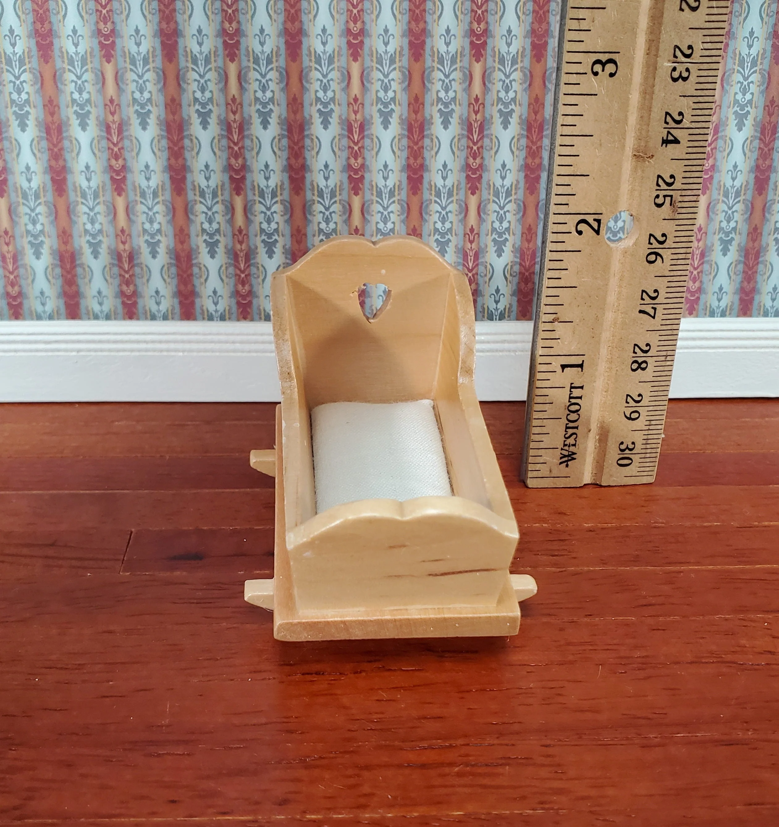 Dollhouse Cradle Small Crib for Nursery Light Oak Finish 1:12 Scale Miniature Furniture - Image 4