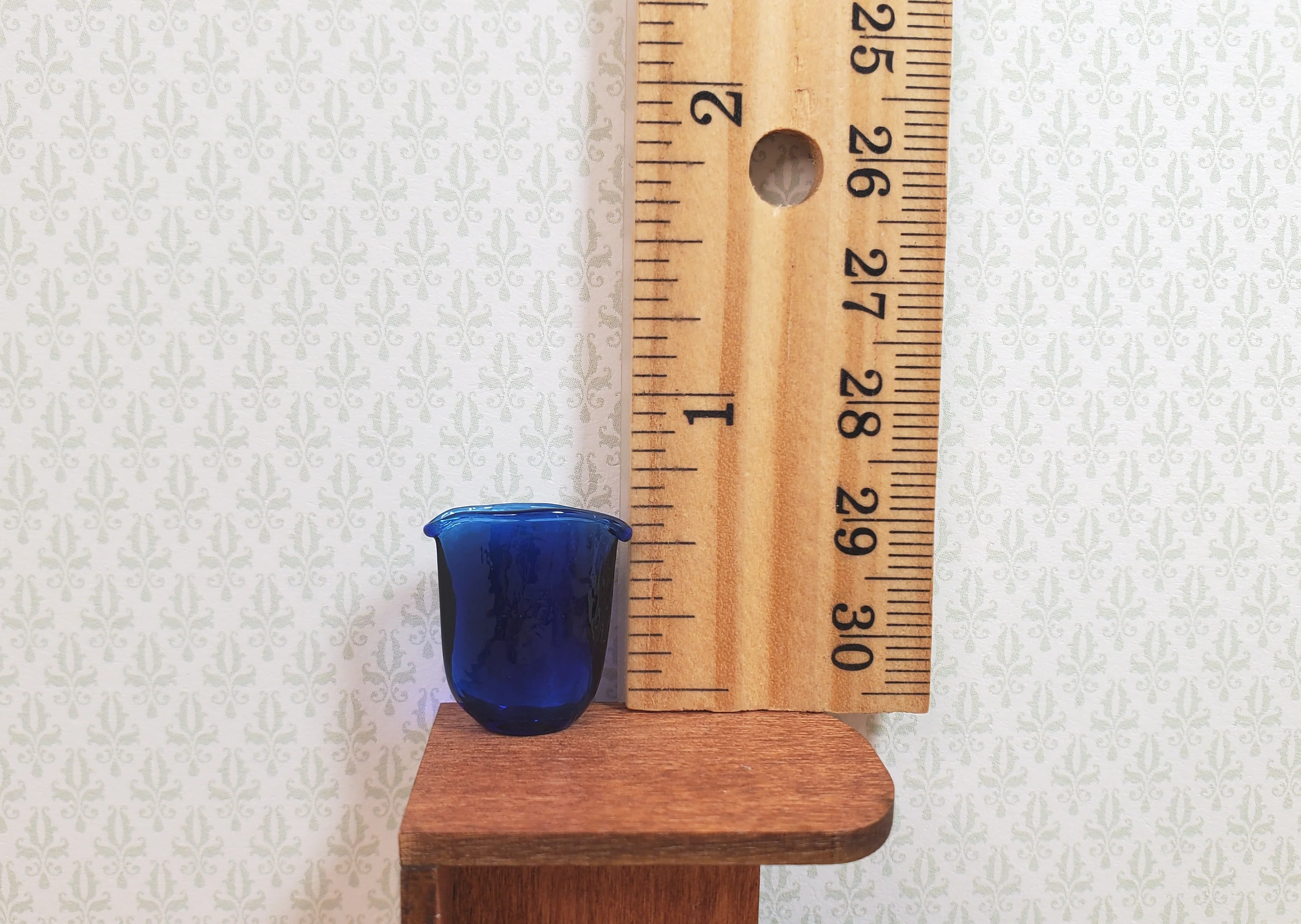 Dollhouse Crimped Narrow Vase Cobalt Blue Glass 1:12 Scale Miniature - Image 3