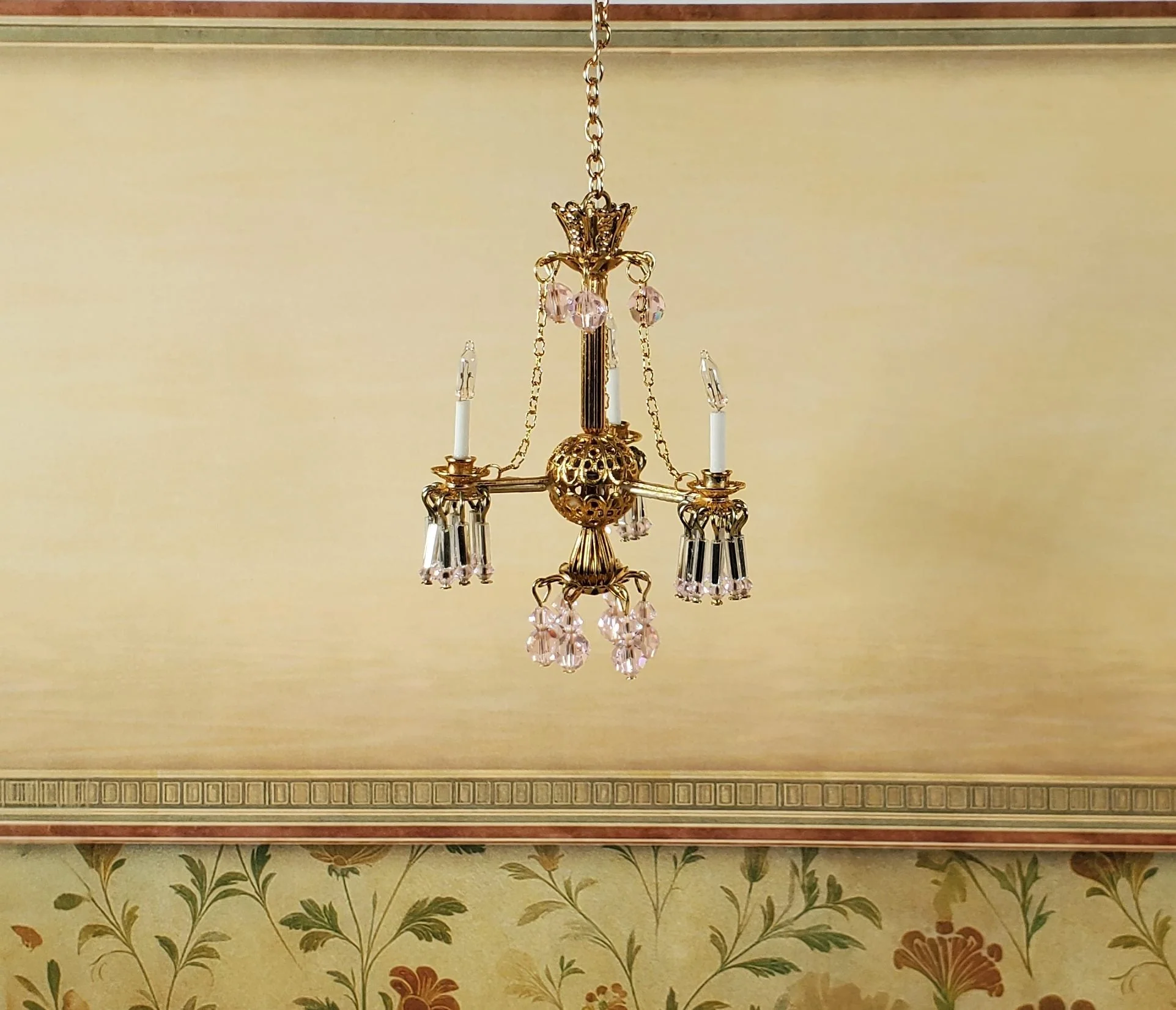 Dollhouse Crystal Ceiling Light Queen Anne Handmade 12 Volt 1:12 Scale Miniature - Image 3