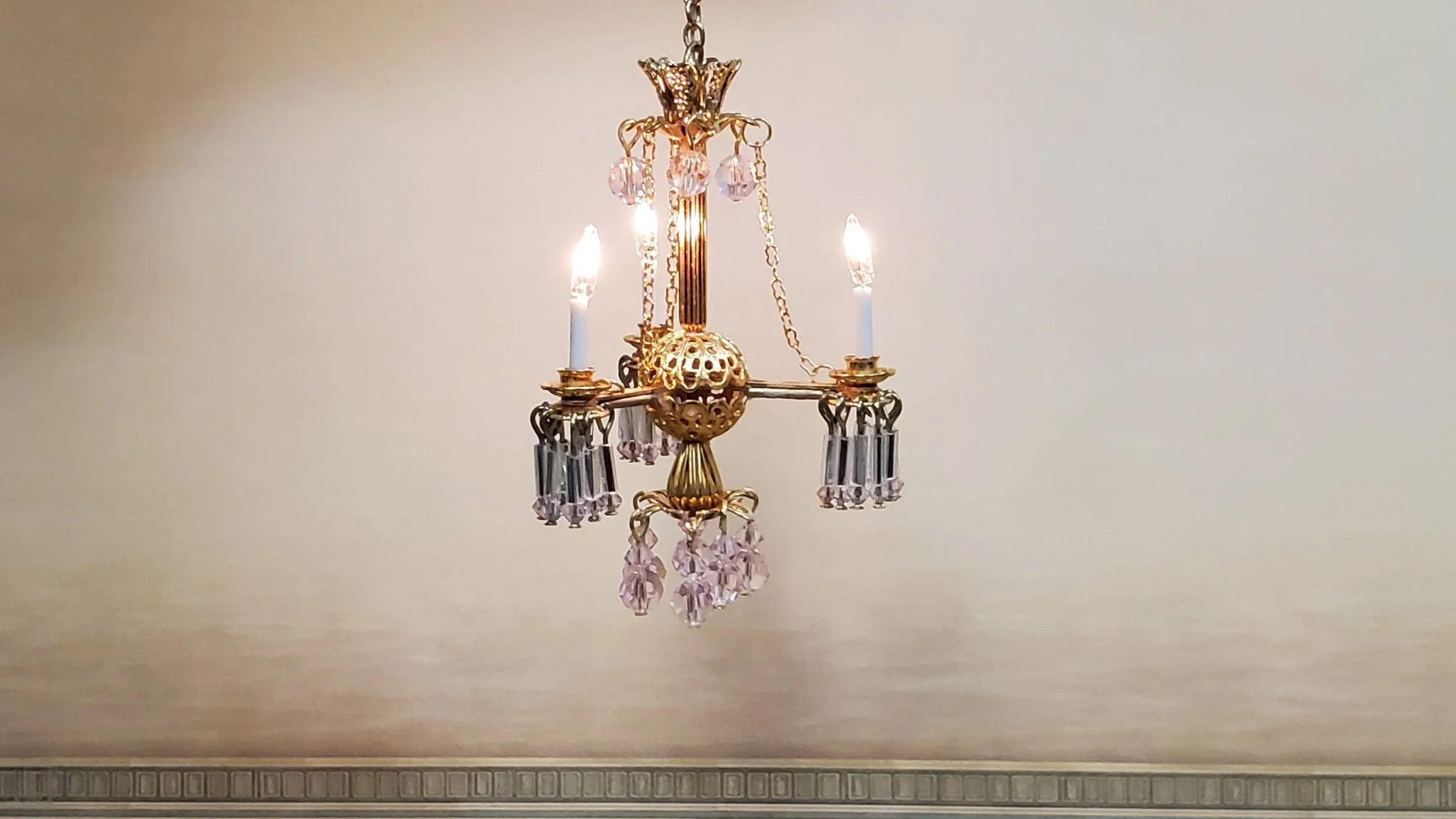 Dollhouse Crystal Ceiling Light Queen Anne Handmade 12 Volt 1:12 Scale Miniature - Image 5