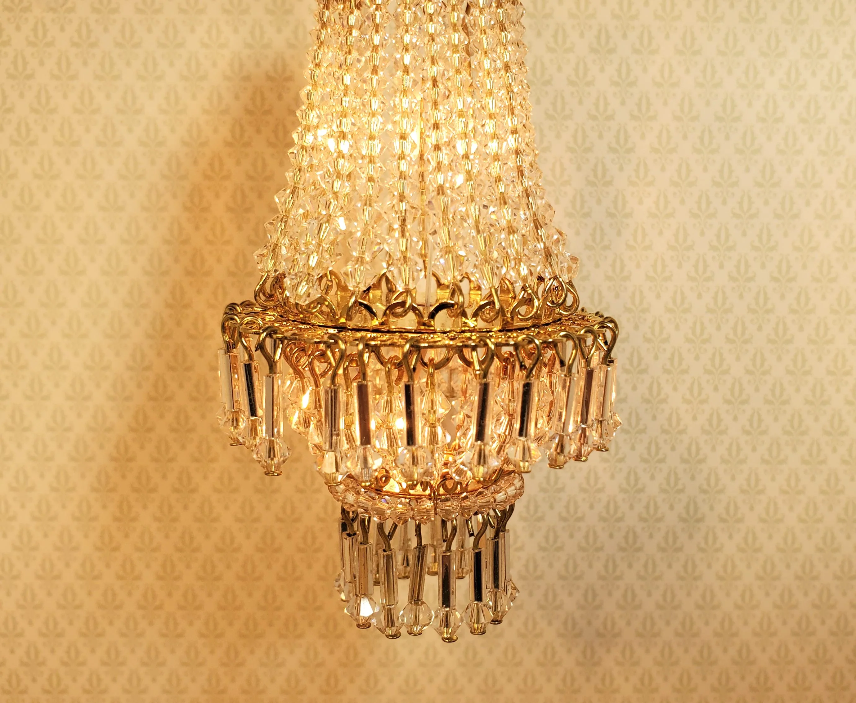 Dollhouse Crystal Chandelier "Chloe Deluxe" Real Glass 12 Volt 1:12 Scale - Image 3