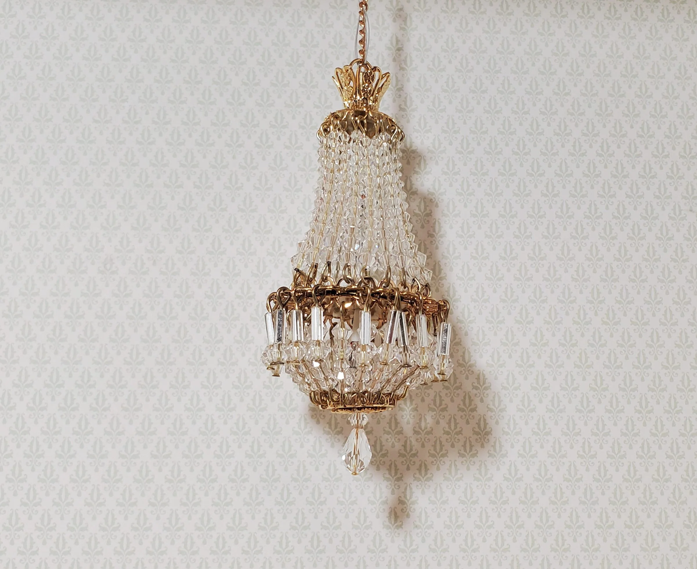 Dollhouse Crystal Chandelier "Chloe Petite" Real Glass 12 Volt 1:12 Scale - Image 3