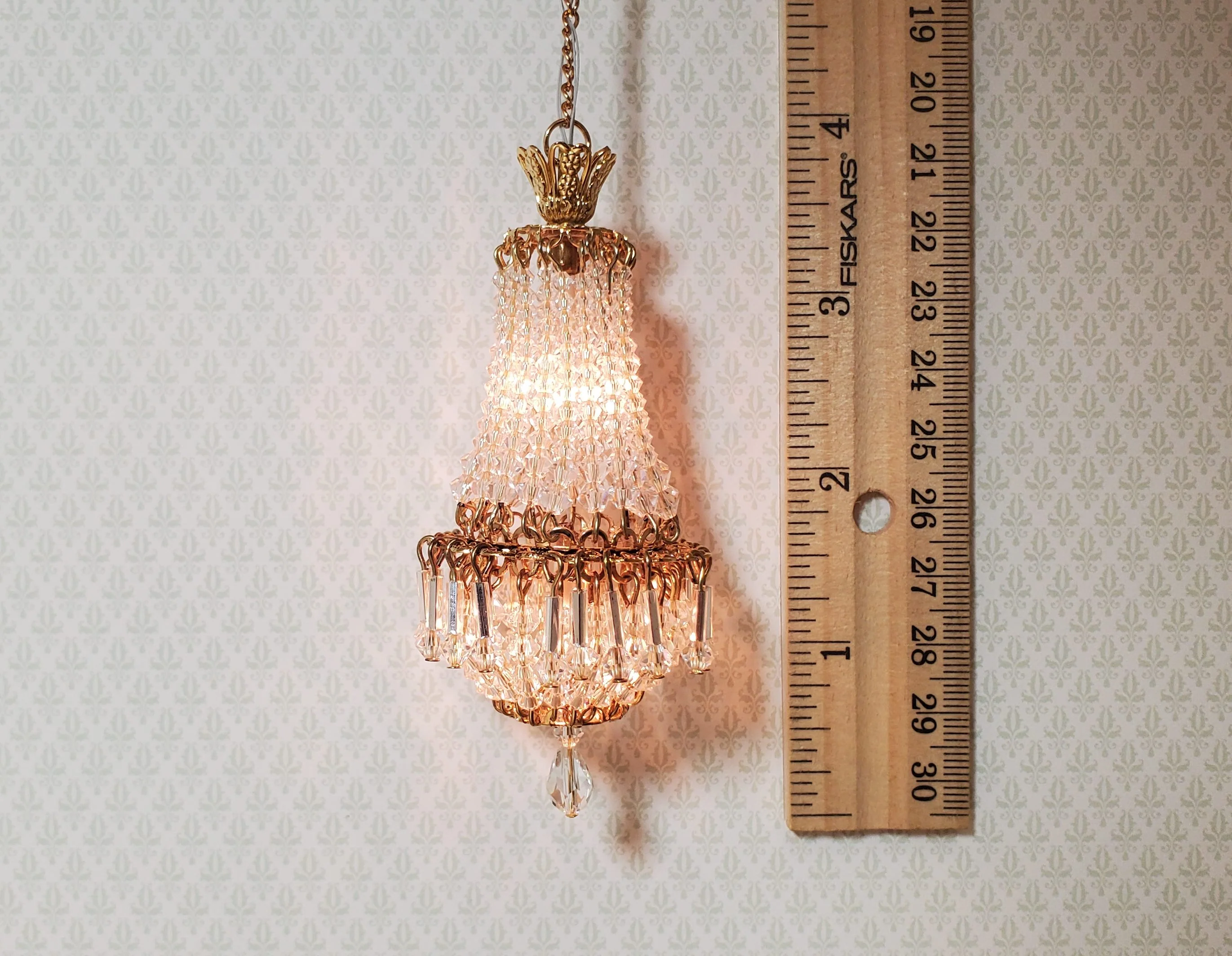 Dollhouse Crystal Chandelier "Chloe Petite" Real Glass 12 Volt 1:12 Scale - Image 4