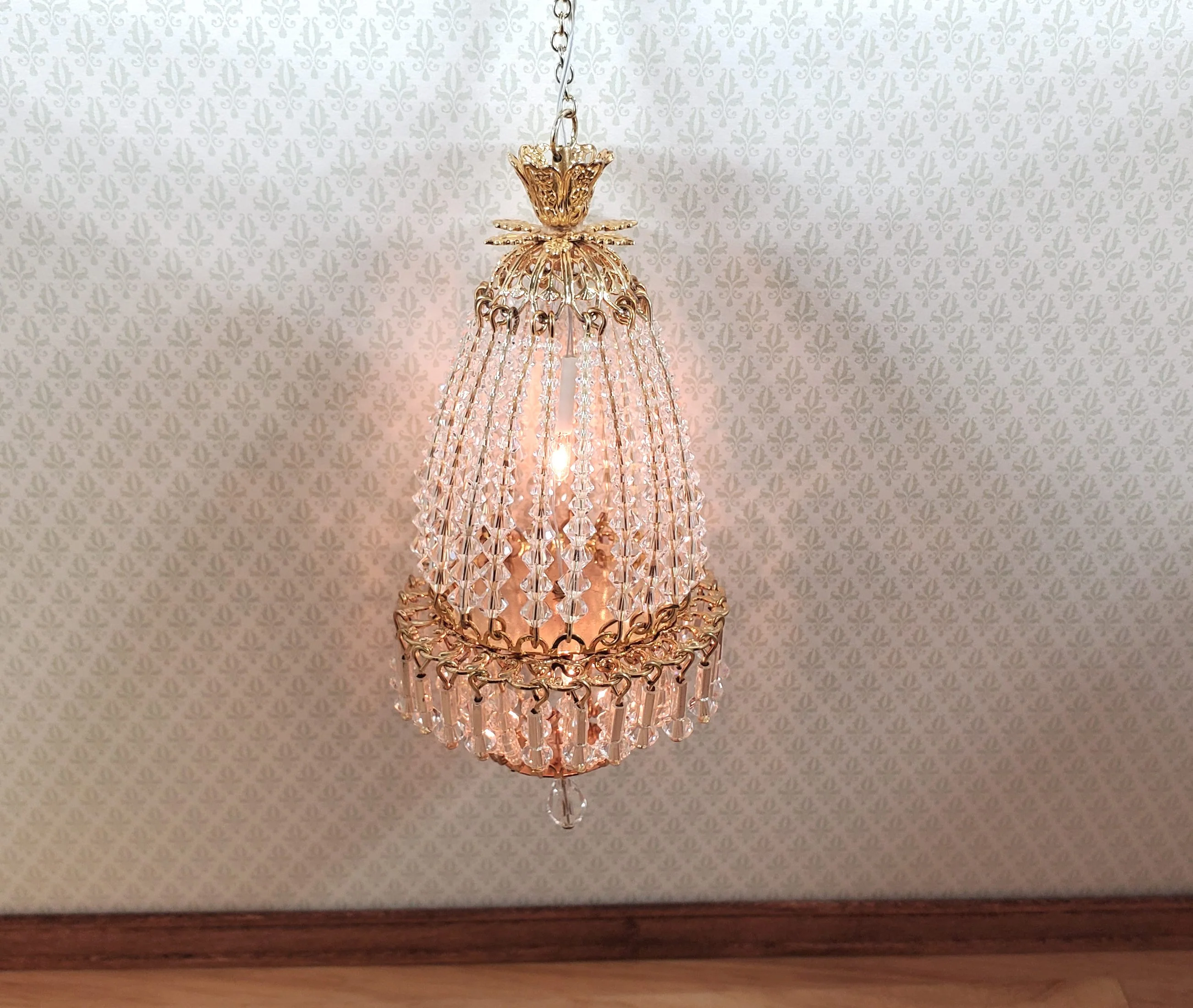 Dollhouse Crystal Chandelier "Daphne Deluxe" Real Glass 12 Volt 1:12 Scale - Image 4