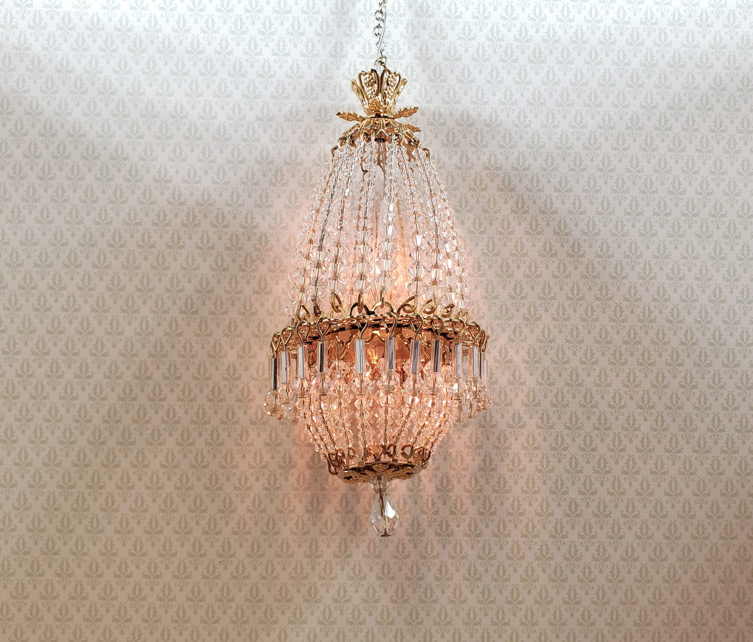 Dollhouse Crystal Chandelier "Daphne Deluxe" Real Glass 12 Volt 1:12 Scale - Image 5