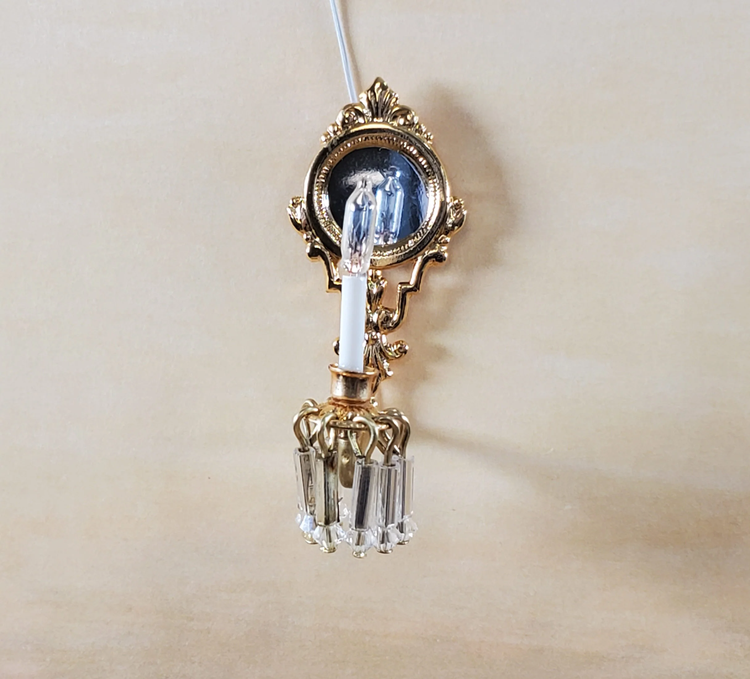 Dollhouse Crystal Wall Sconce 12 Volt 1:12 Scale Miniature Handmade - Image 2
