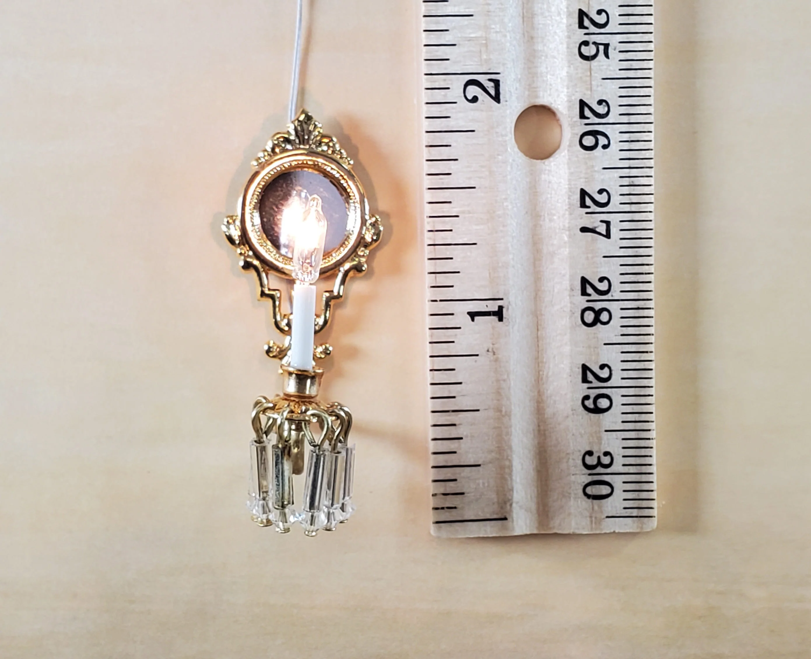 Dollhouse Crystal Wall Sconce 12 Volt 1:12 Scale Miniature Handmade - Image 4
