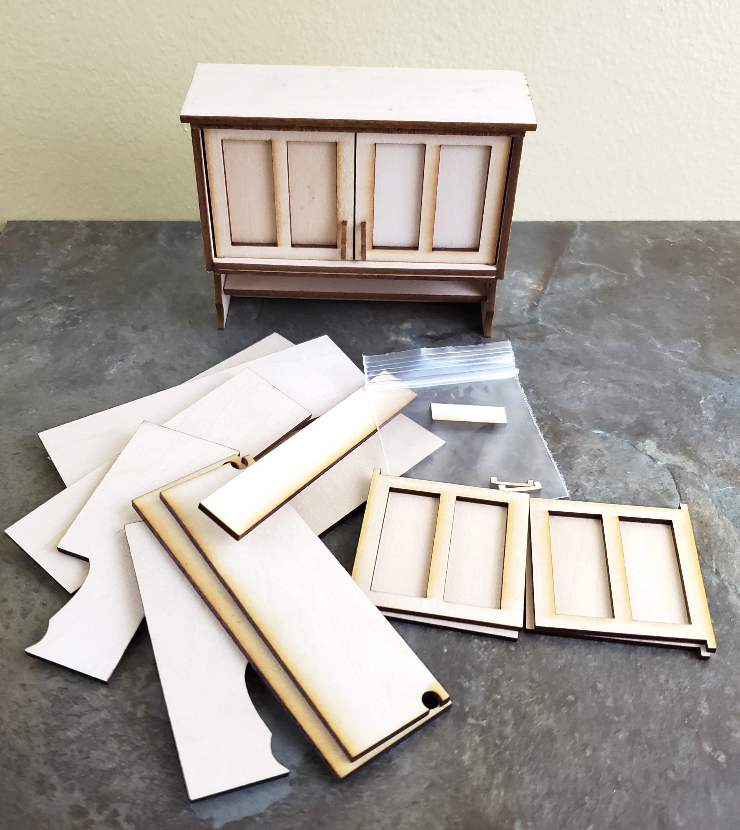 Dollhouse Cupboard KIT DIY Hanging 2 Door Kitchen Cabinet 1:12 Scale Miniature - Image 2