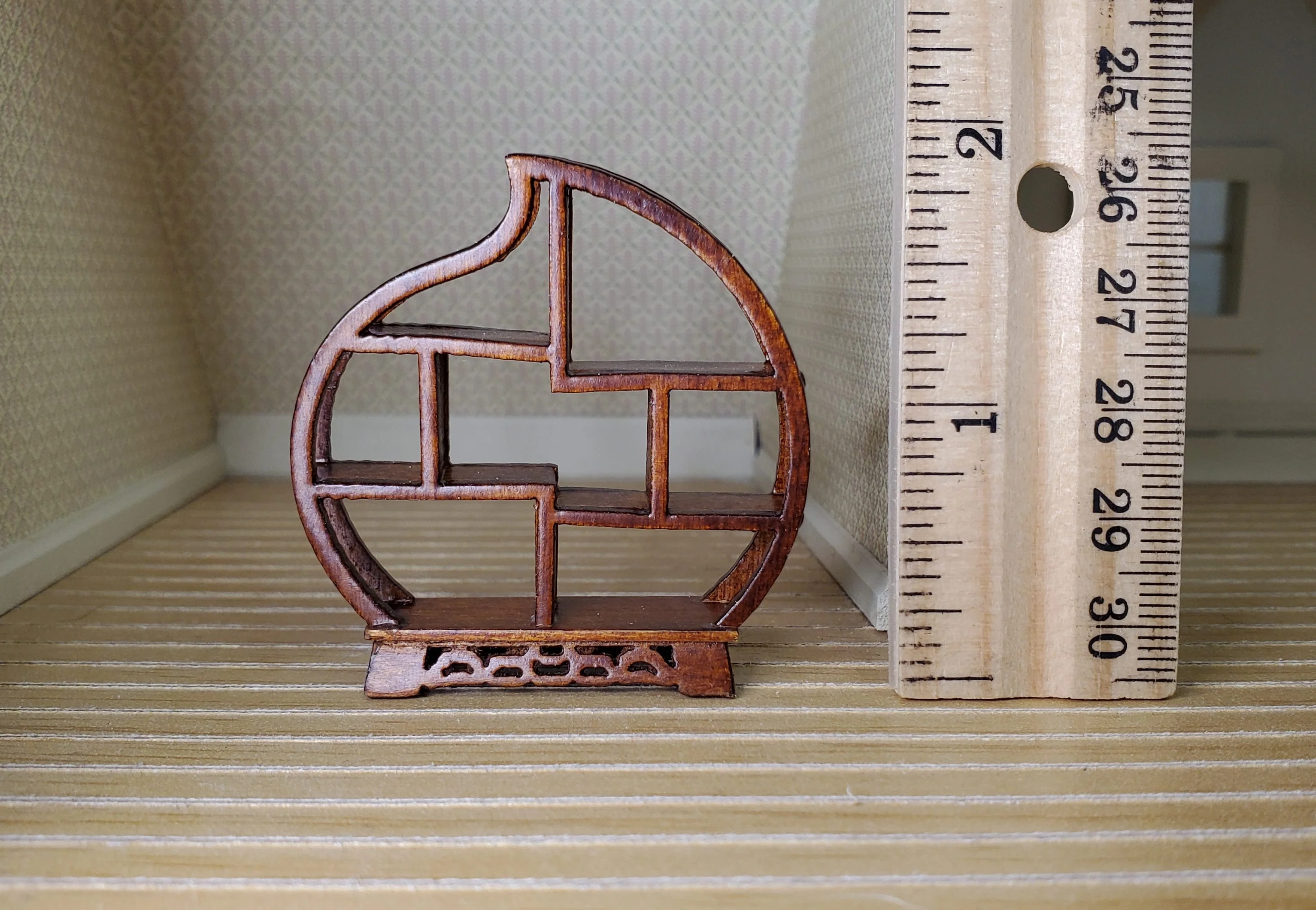 Dollhouse Curio Shelf HALF SCALE 1:24 Miniature Wood with Walnut Finish - Image 4