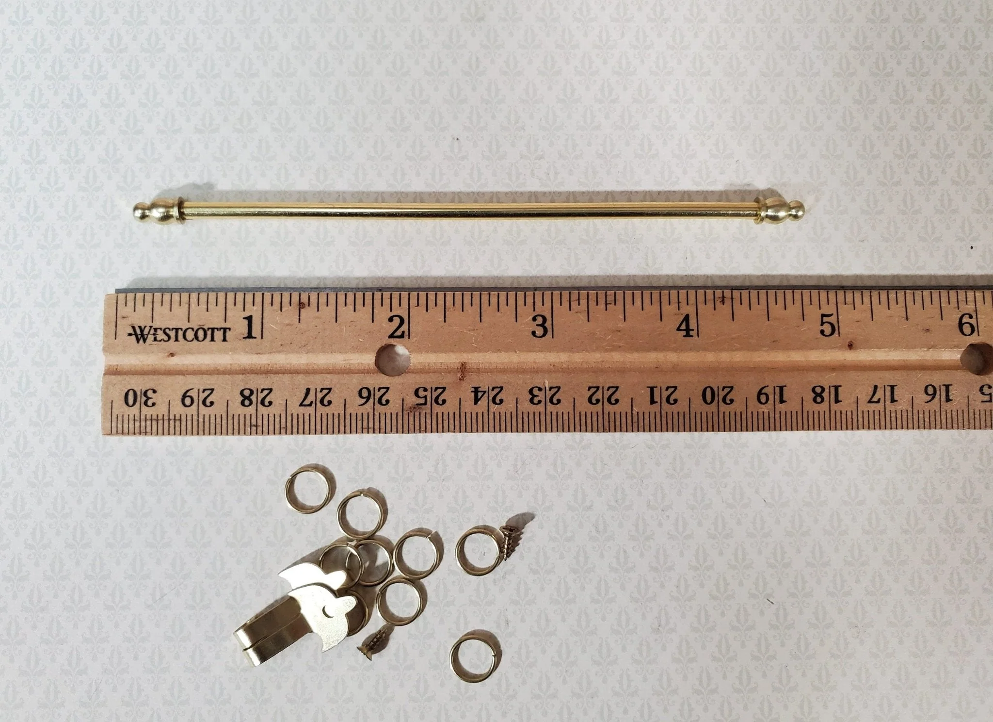 Dollhouse Curtain Rod Gold Metal Adjustable 1:12 Scale Miniatures 4.75" - 8" - Image 2