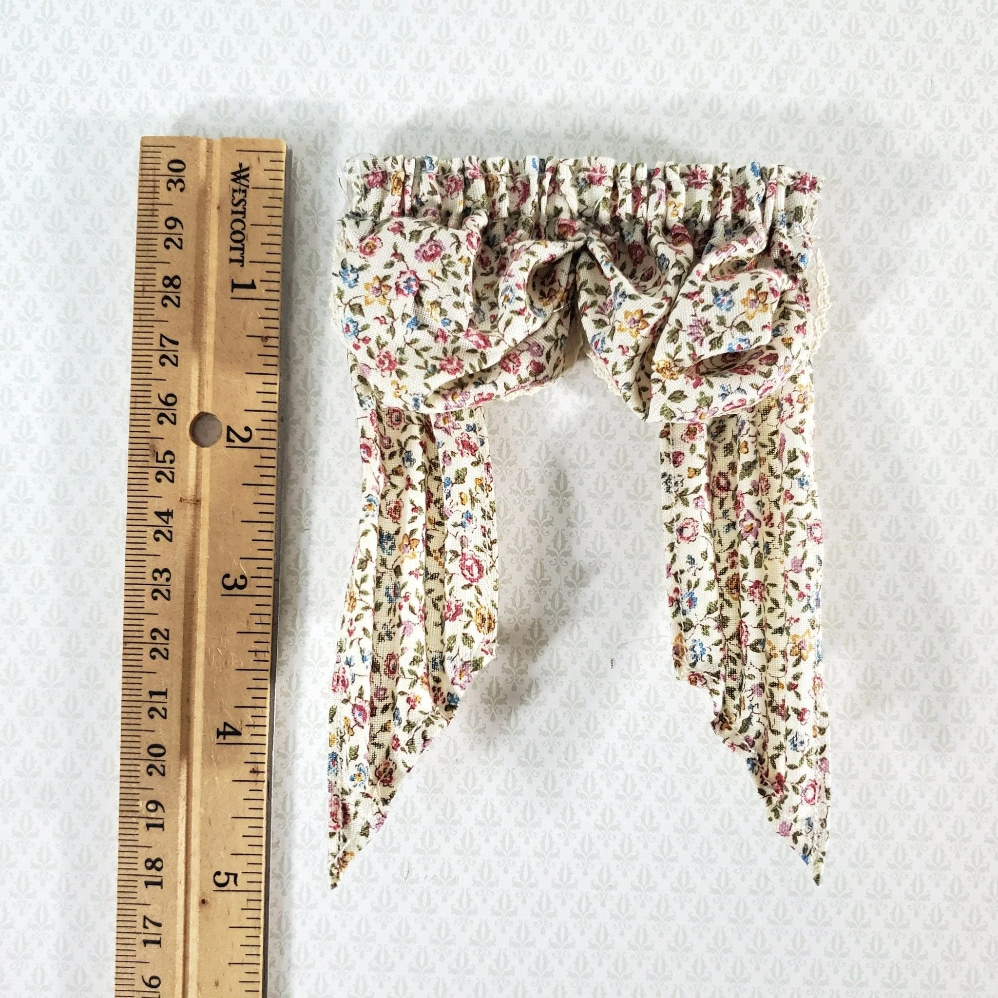 Dollhouse Curtains Balloon Valance Floral Print 1:12 Scale Handmade Miniatures - Image 2