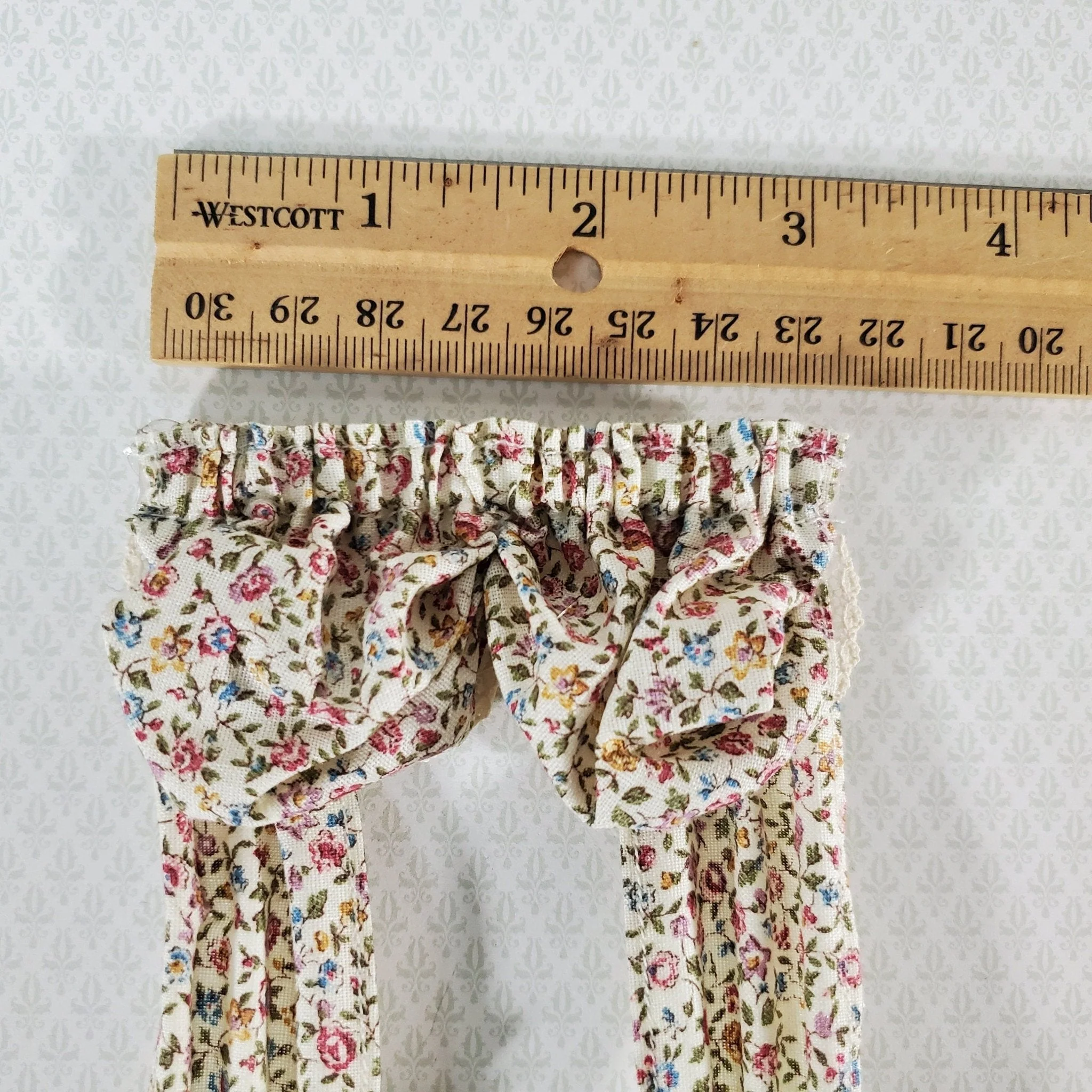 Dollhouse Curtains Balloon Valance Floral Print 1:12 Scale Handmade Miniatures - Image 3