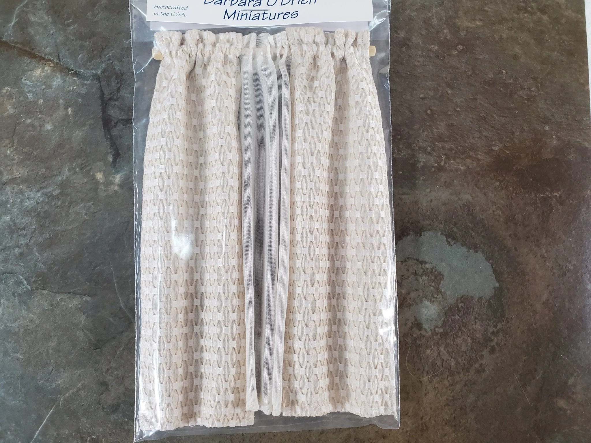 Dollhouse Curtains Weave Fabric Ecru Cream w/Sheer 1:12 Scale Miniatures