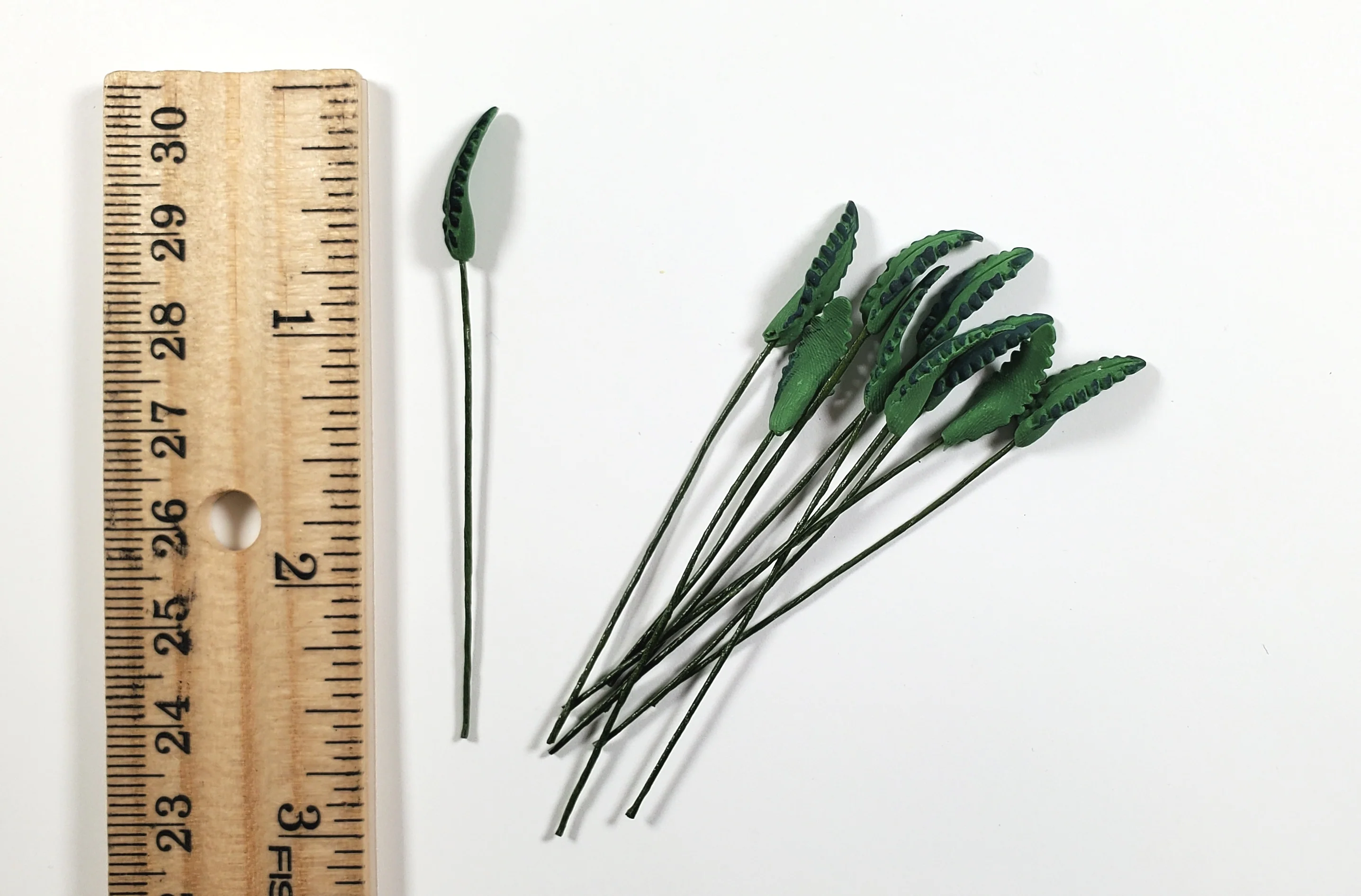 Dollhouse Dark Green Fern Leaves Long Stem Set of 10 1:12 Scale Miniature - Image 3