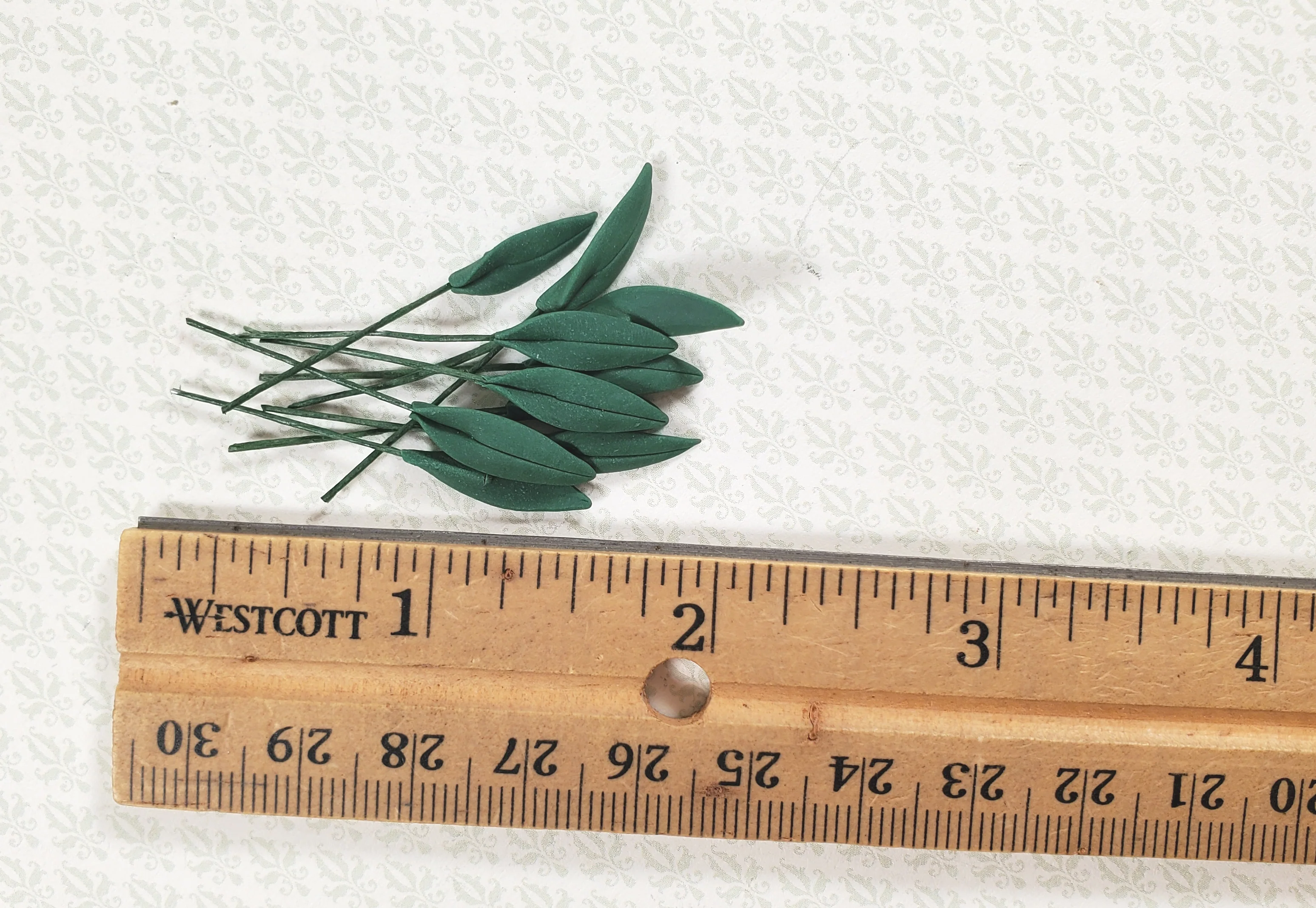Dollhouse Dark Green Narrow Leaves on Stem Set of 10 1:12 Scale Miniature - Image 3