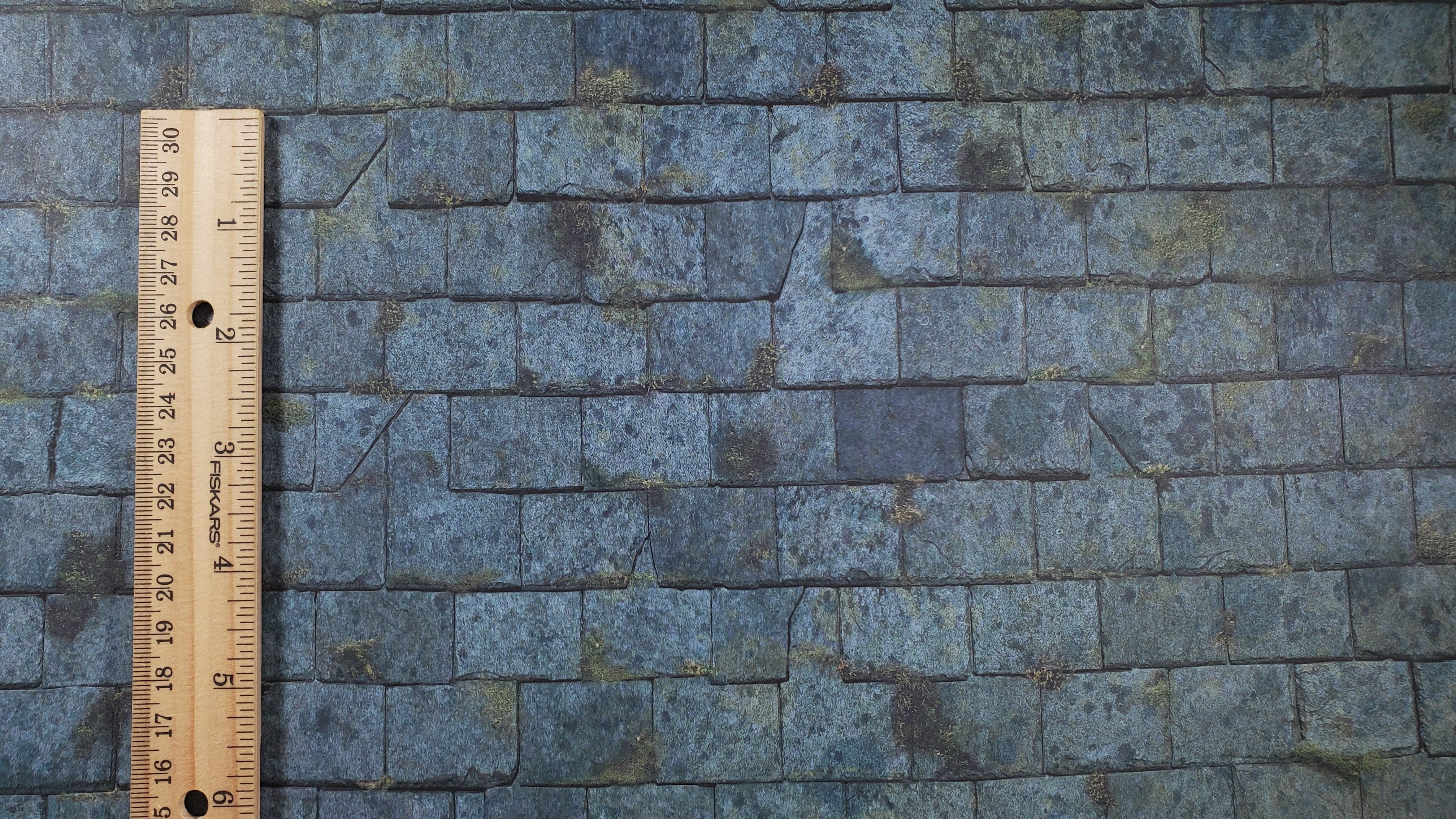 Dollhouse Dark Slate Roofing Weathered Moss Sheet Embossed 1:12 Scale Shingles - Image 2