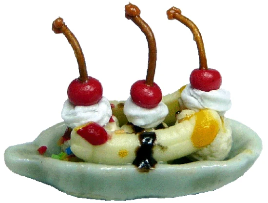Dollhouse Deluxe Sundae Sliced Banana Cherries 1:12 Scale Miniature Food Dessert
