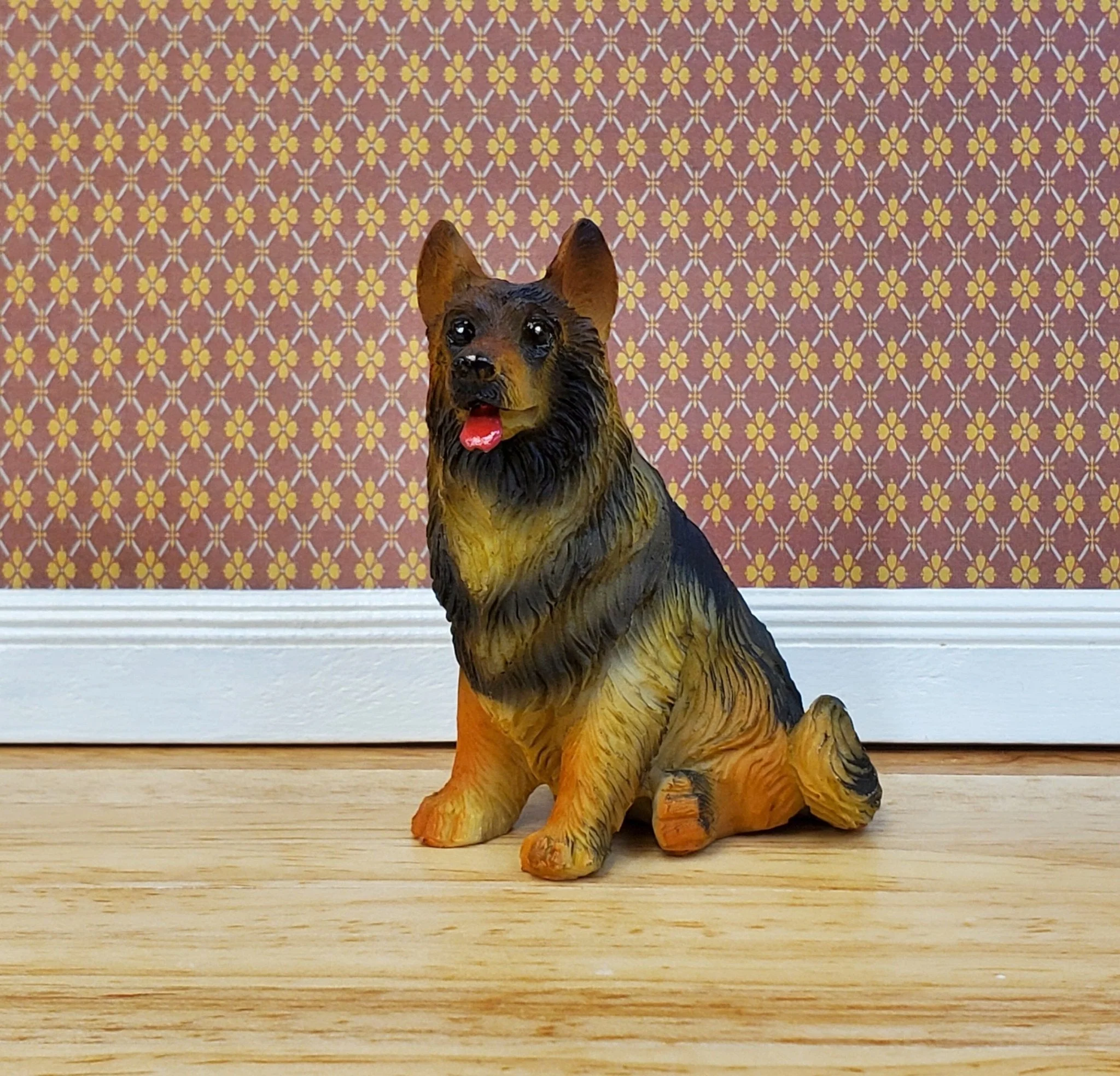 Dollhouse Dog German Shepherd Sitting Large 1:12 Scale Miniature Animal Pet Resin - Image 2