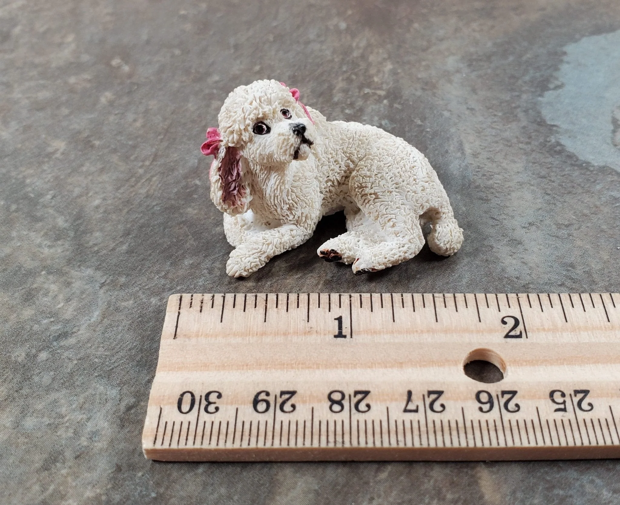 Dollhouse Dog White Poodle Laying Down Head Up 1:12 Scale Miniature Animal - Image 4