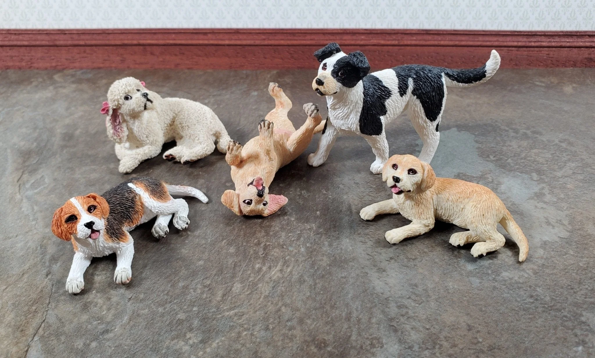 Dollhouse Dog White Poodle Laying Down Head Up 1:12 Scale Miniature Animal - Image 5