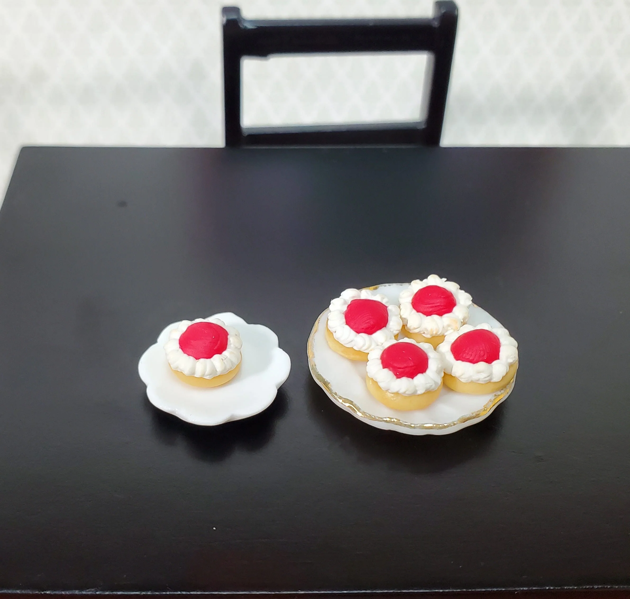 Dollhouse Donuts Pastries x5 Cherry Whipped Cream 1:12 Scale Miniature Food Dessert Bakery - Image 2