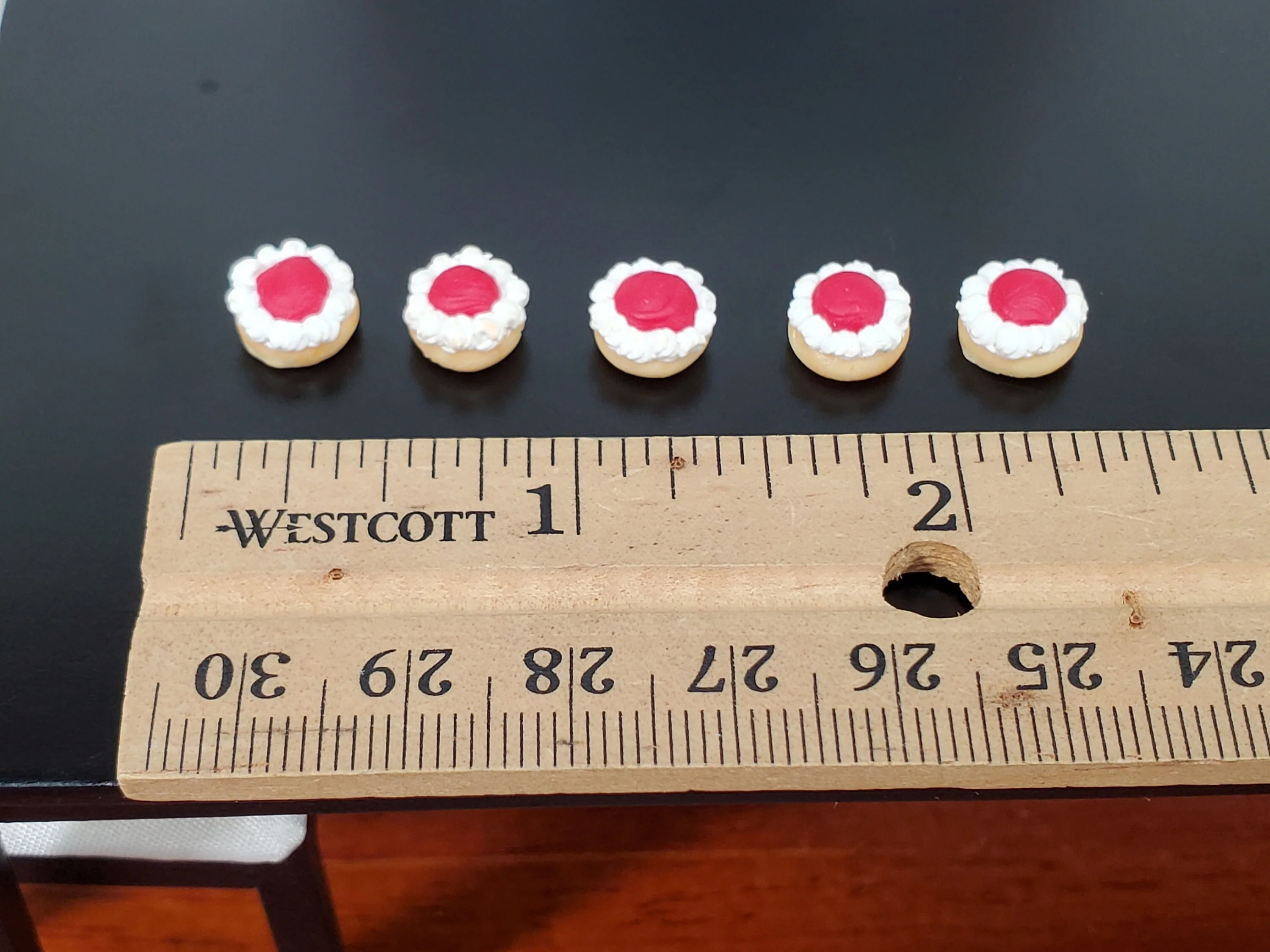 Dollhouse Donuts Pastries x5 Cherry Whipped Cream 1:12 Scale Miniature Food Dessert Bakery - Image 4