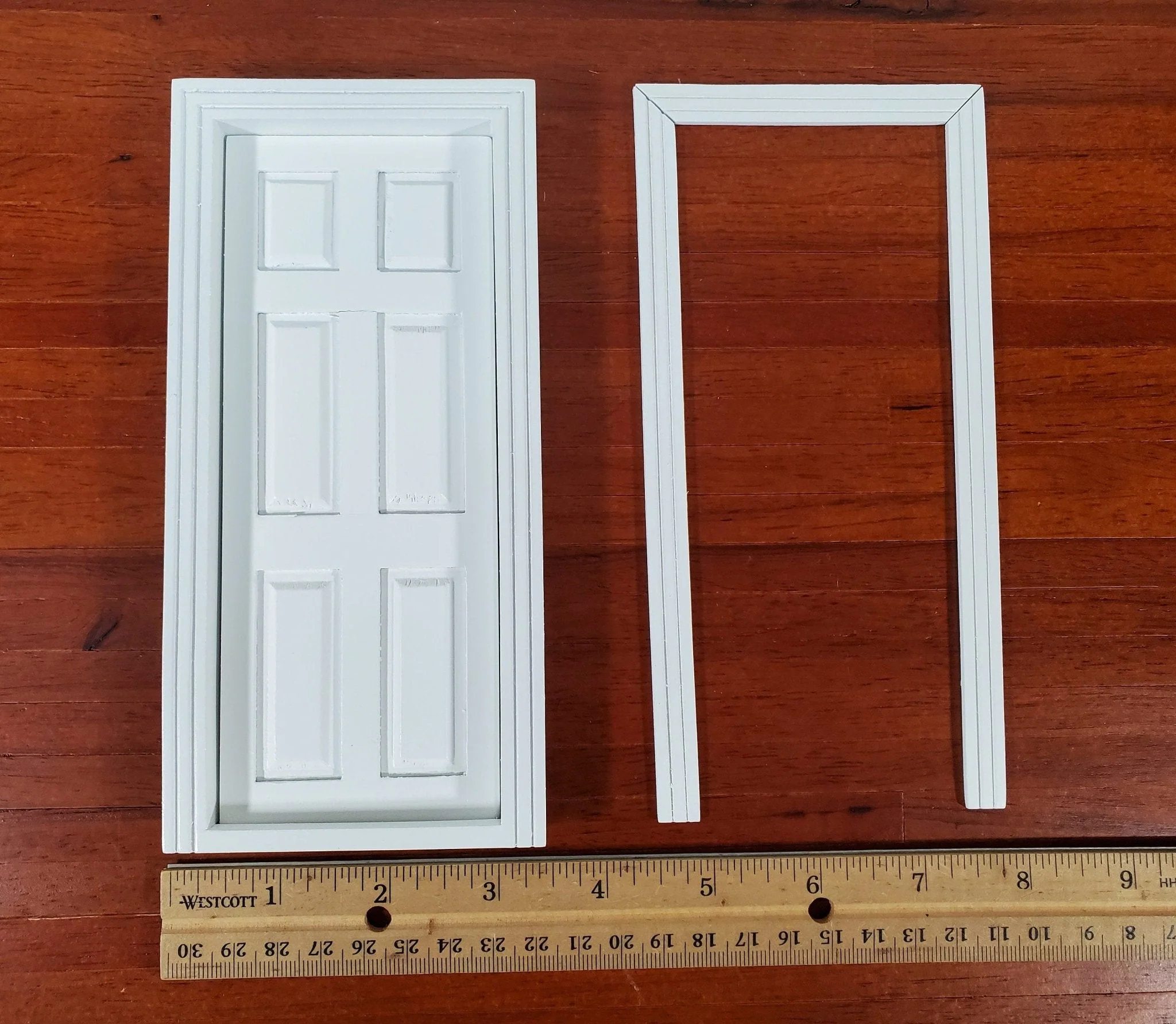 Dollhouse Door Interior White 6 Panel Includes Trim 1:12 Scale Miniature - Image 5
