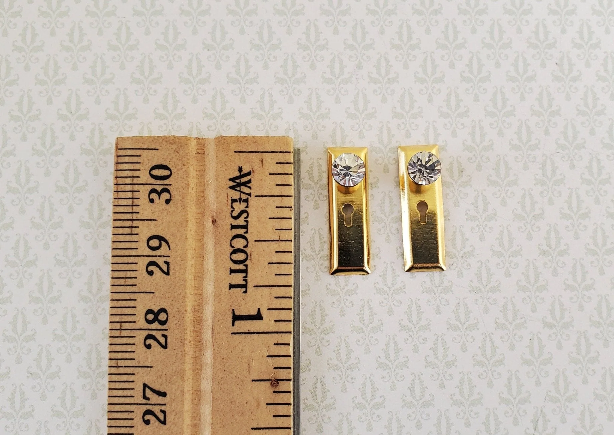 Dollhouse Doorknobs with Crystal Knobs Handles Gold Metal 1:12 Scale Miniature - Image 3