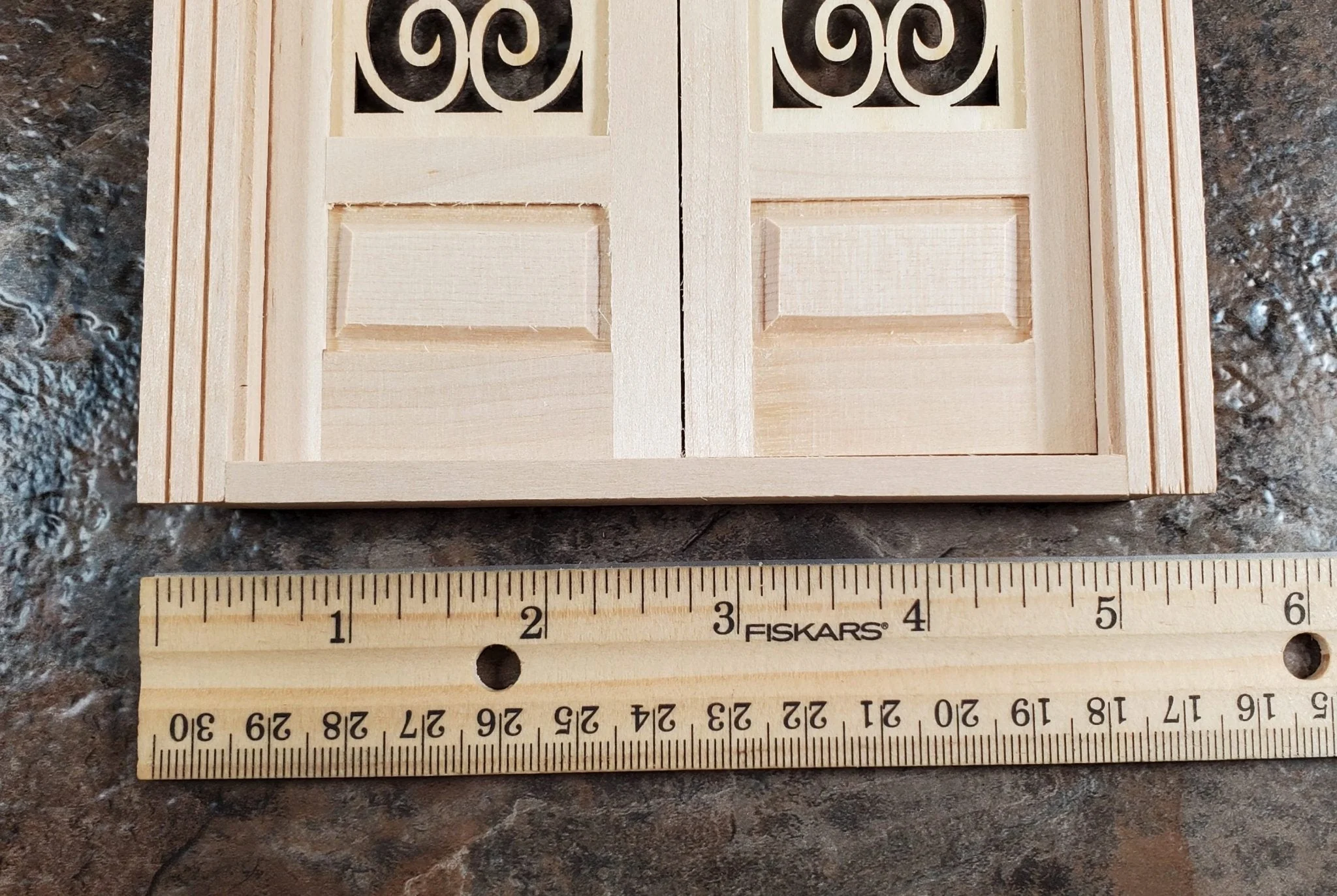 Dollhouse Double French Doors with Scroll Windows 1:12 Scale Miniature - Image 7