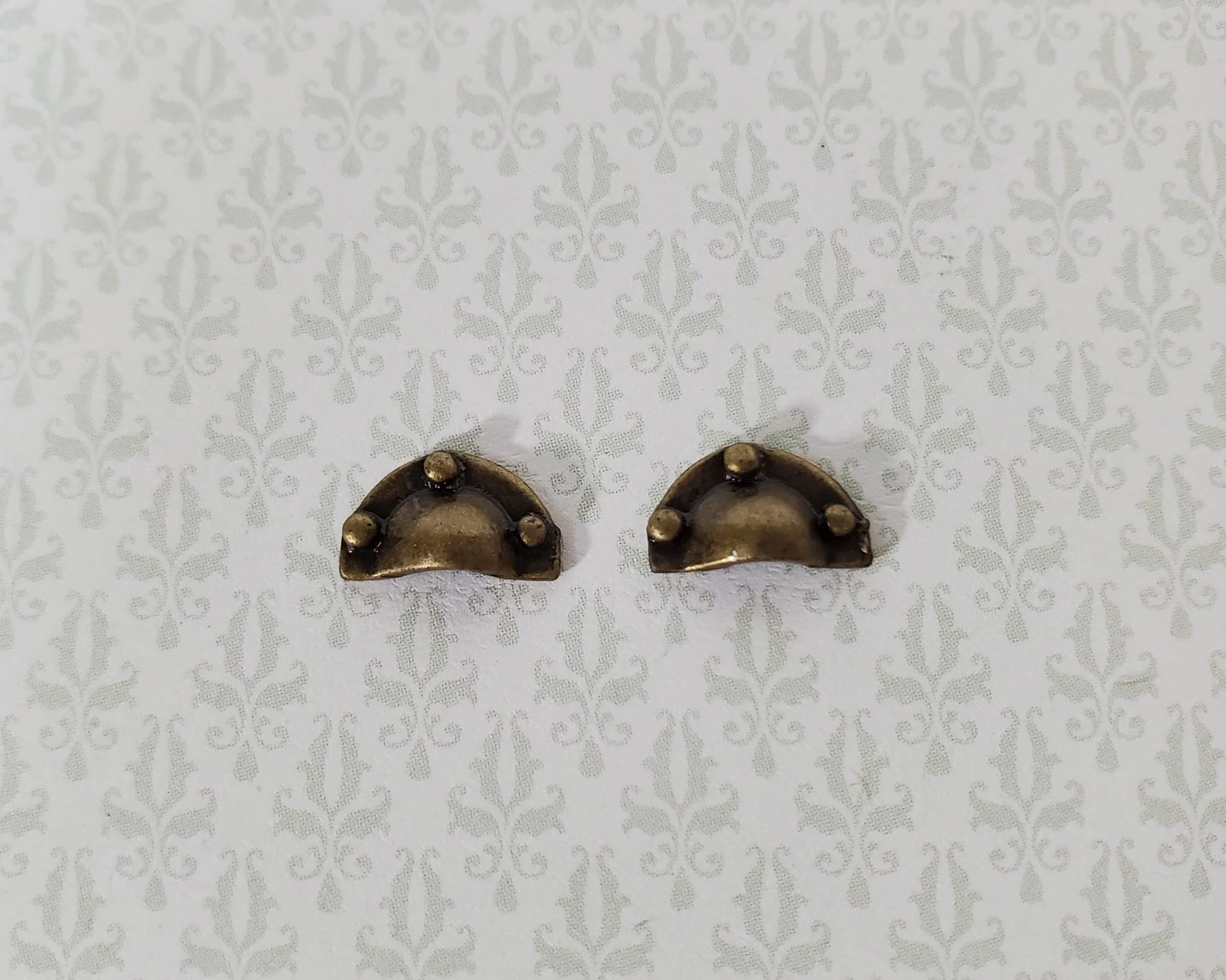 Dollhouse Drawer Pulls Craftsman Cup Style x2 Antique Bronze Finish 1:12 Scale S3024
