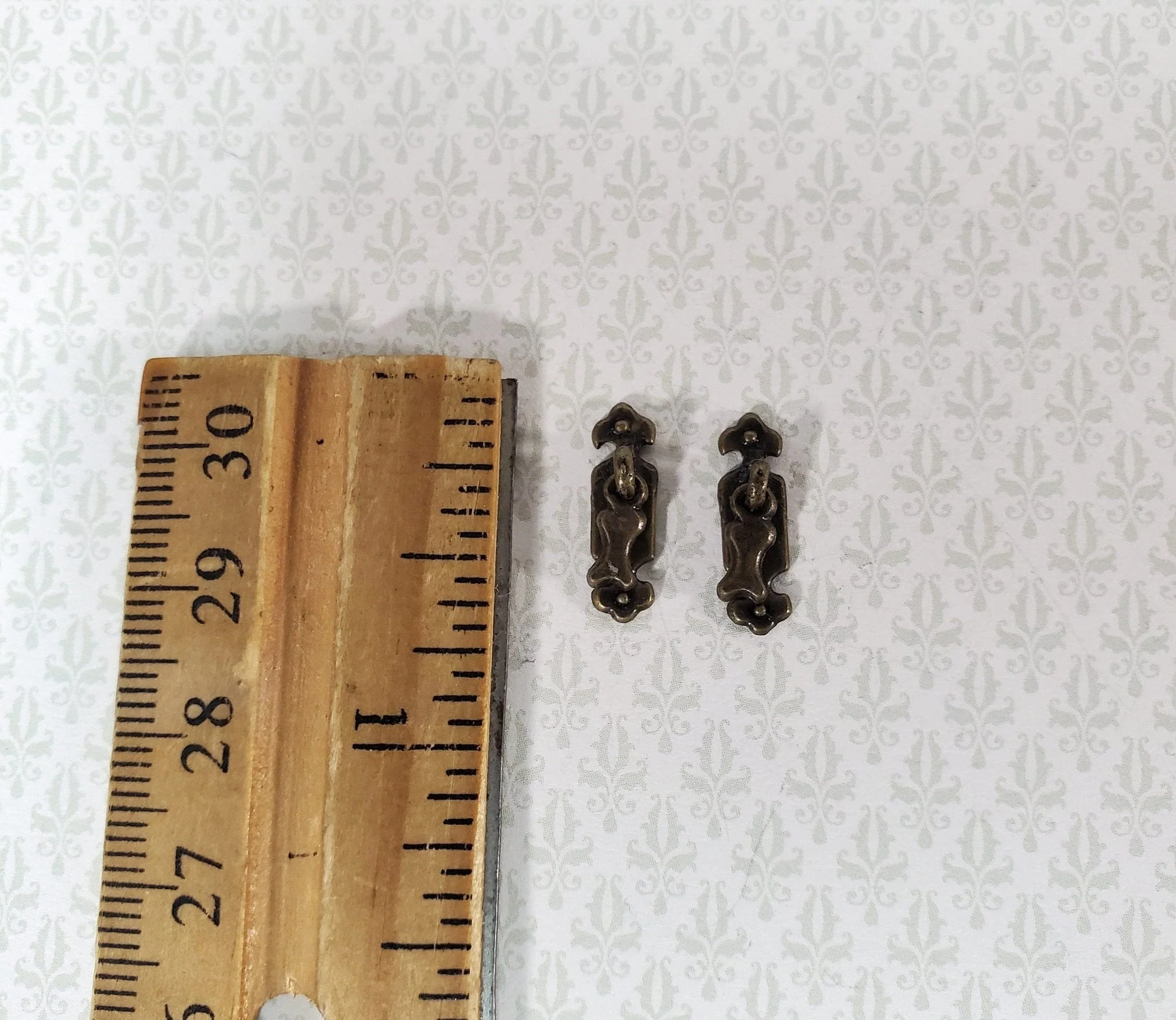Dollhouse Drawer Pulls Drop Handle x2 1:12 Scale Miniature Antique Bronze S3017 - Image 3