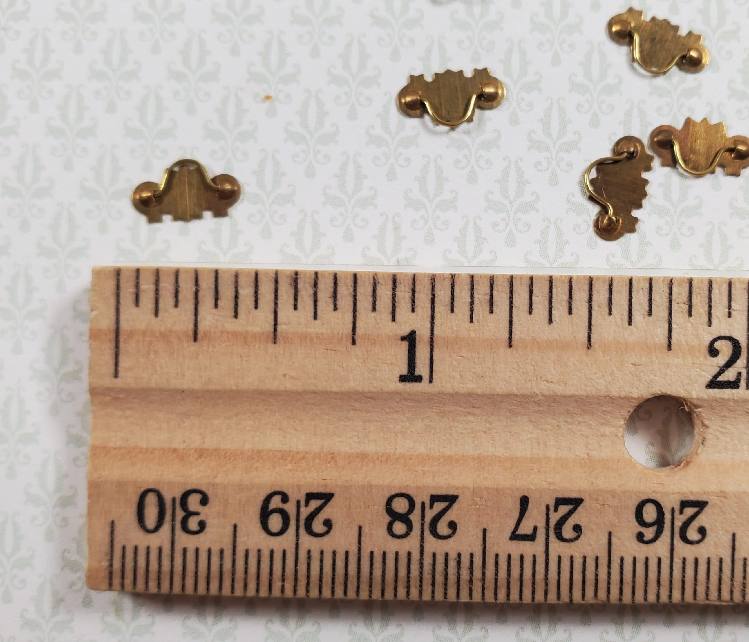 Dollhouse Drawer Pulls Victorian Style Gold Metal 10 Pieces 1:12 Scale - Image 4