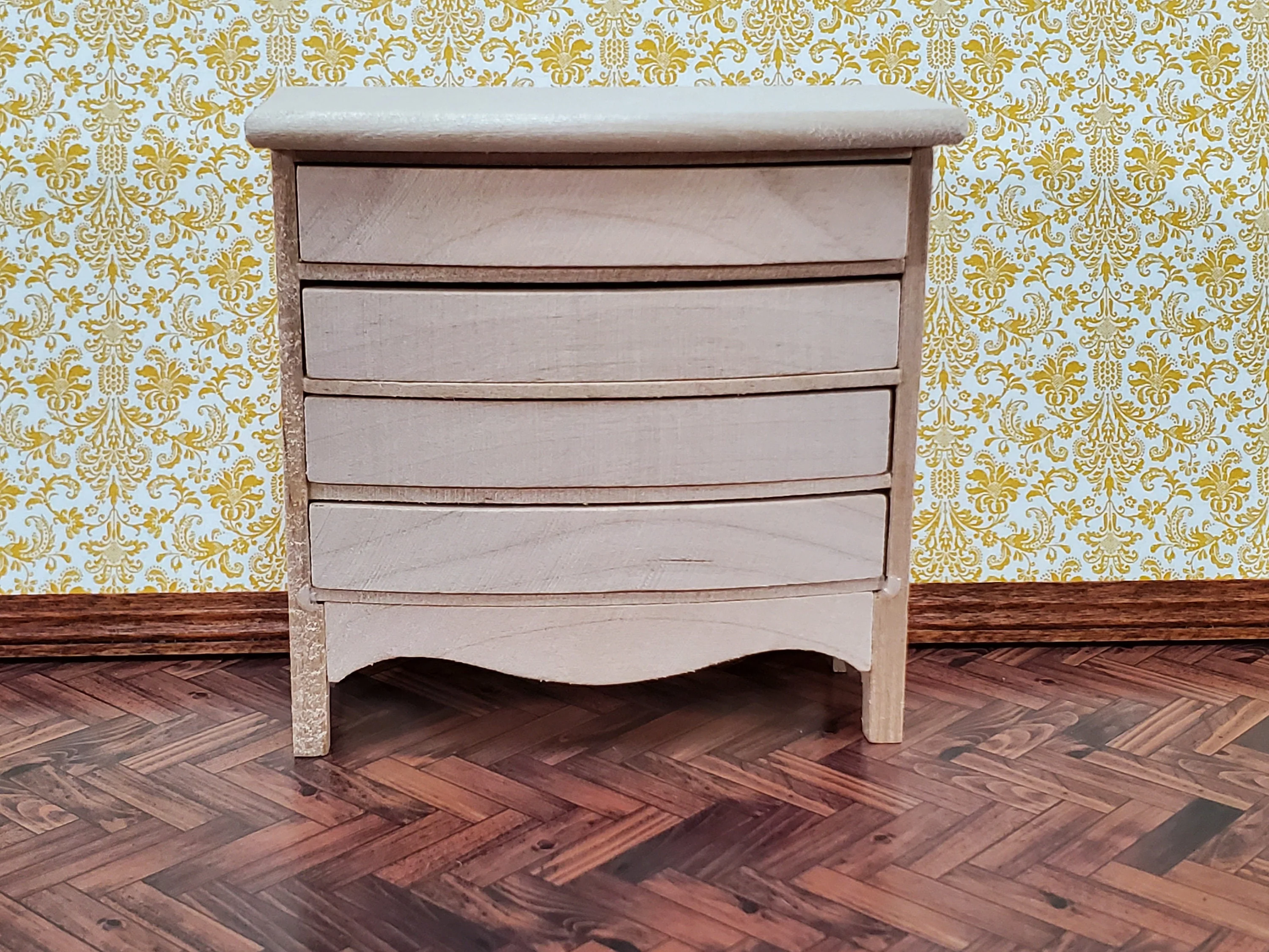 Dollhouse Dresser 4 Drawer Unpainted Wood 1:12 Scale Miniature Furniture - Image 2