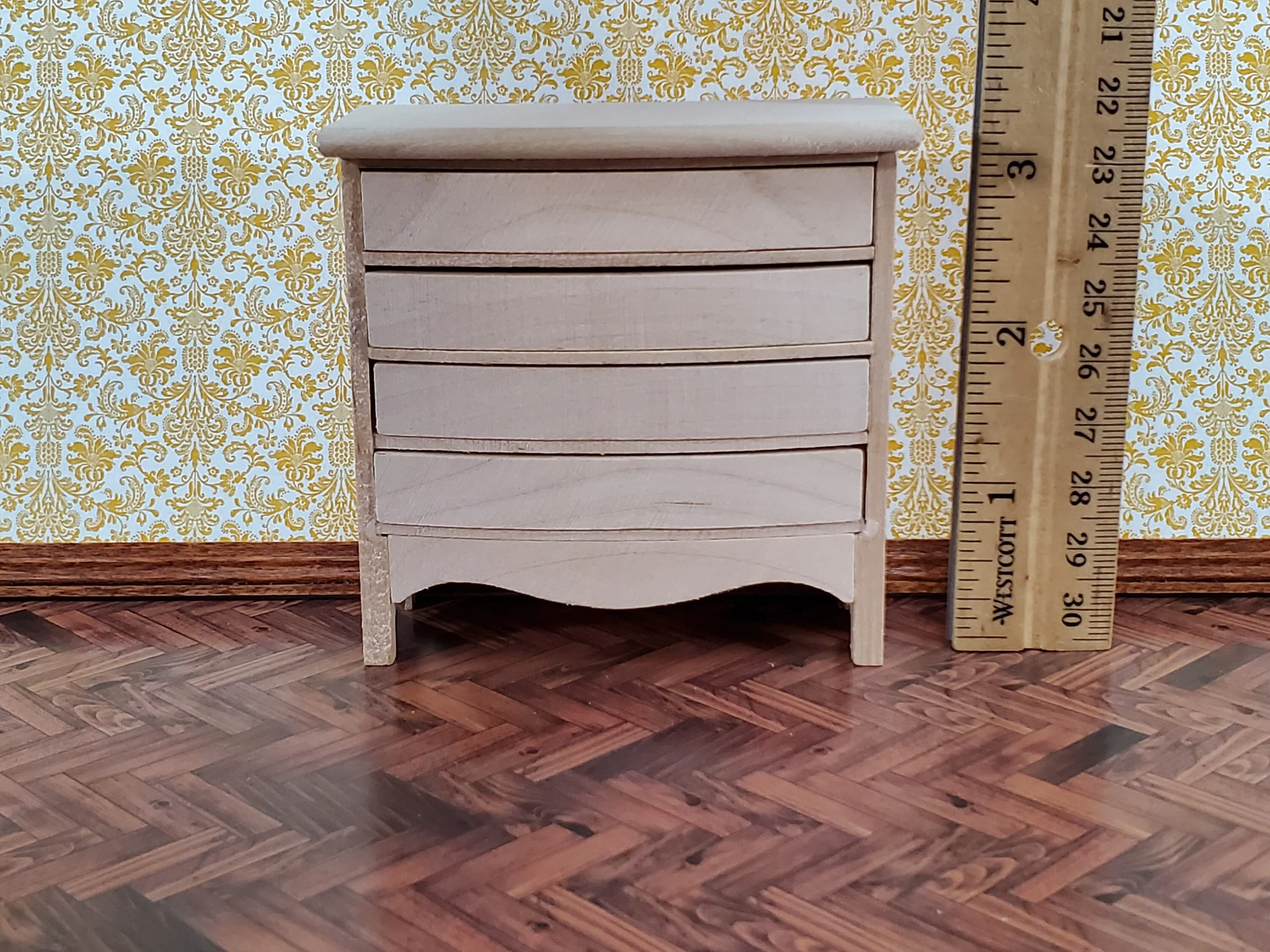 Dollhouse Dresser 4 Drawer Unpainted Wood 1:12 Scale Miniature Furniture - Image 4