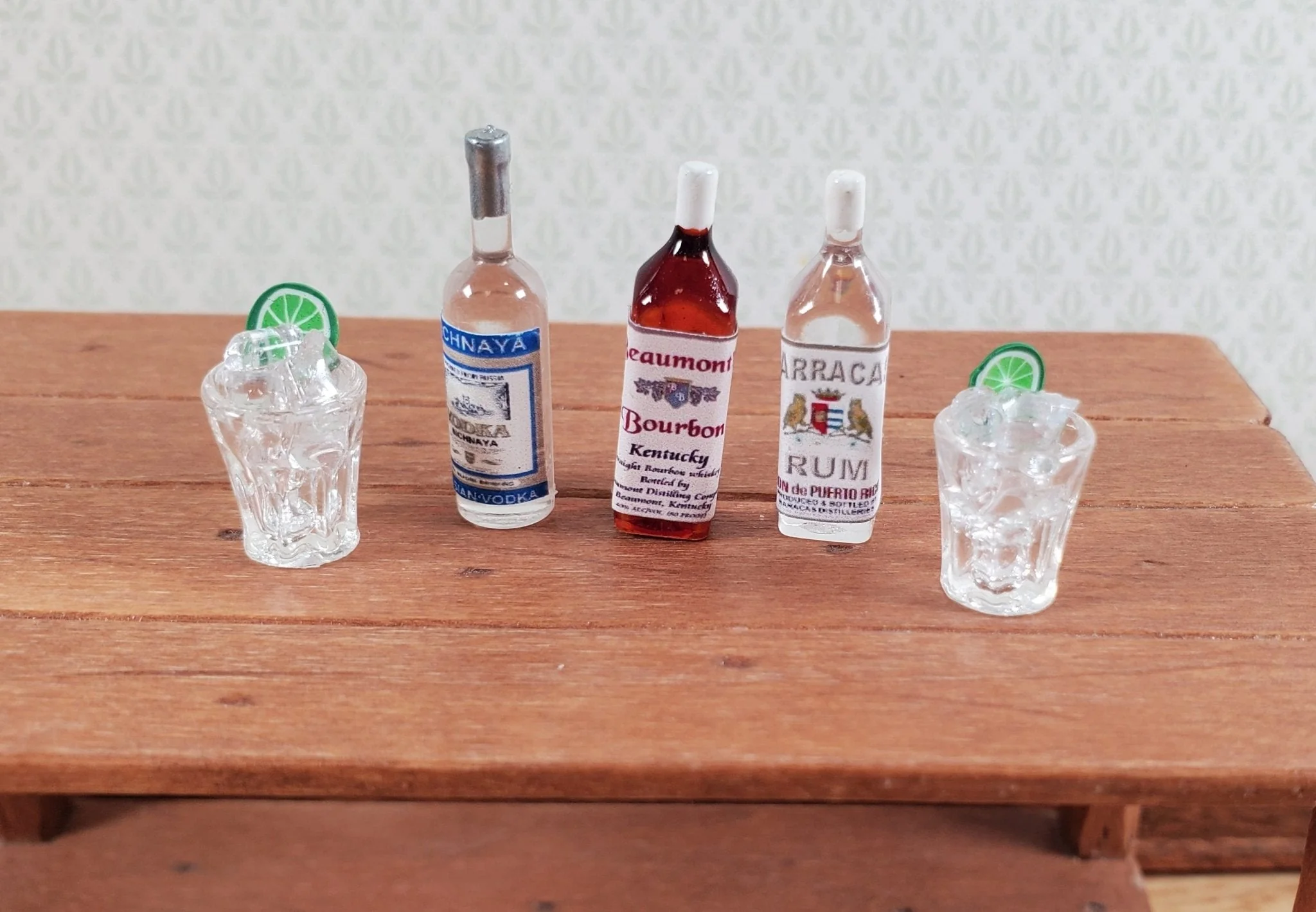Dollhouse Drinks Rum Vodka Bourbon Bottles Tiny 1:12 Scale Drinks Booze - Image 2