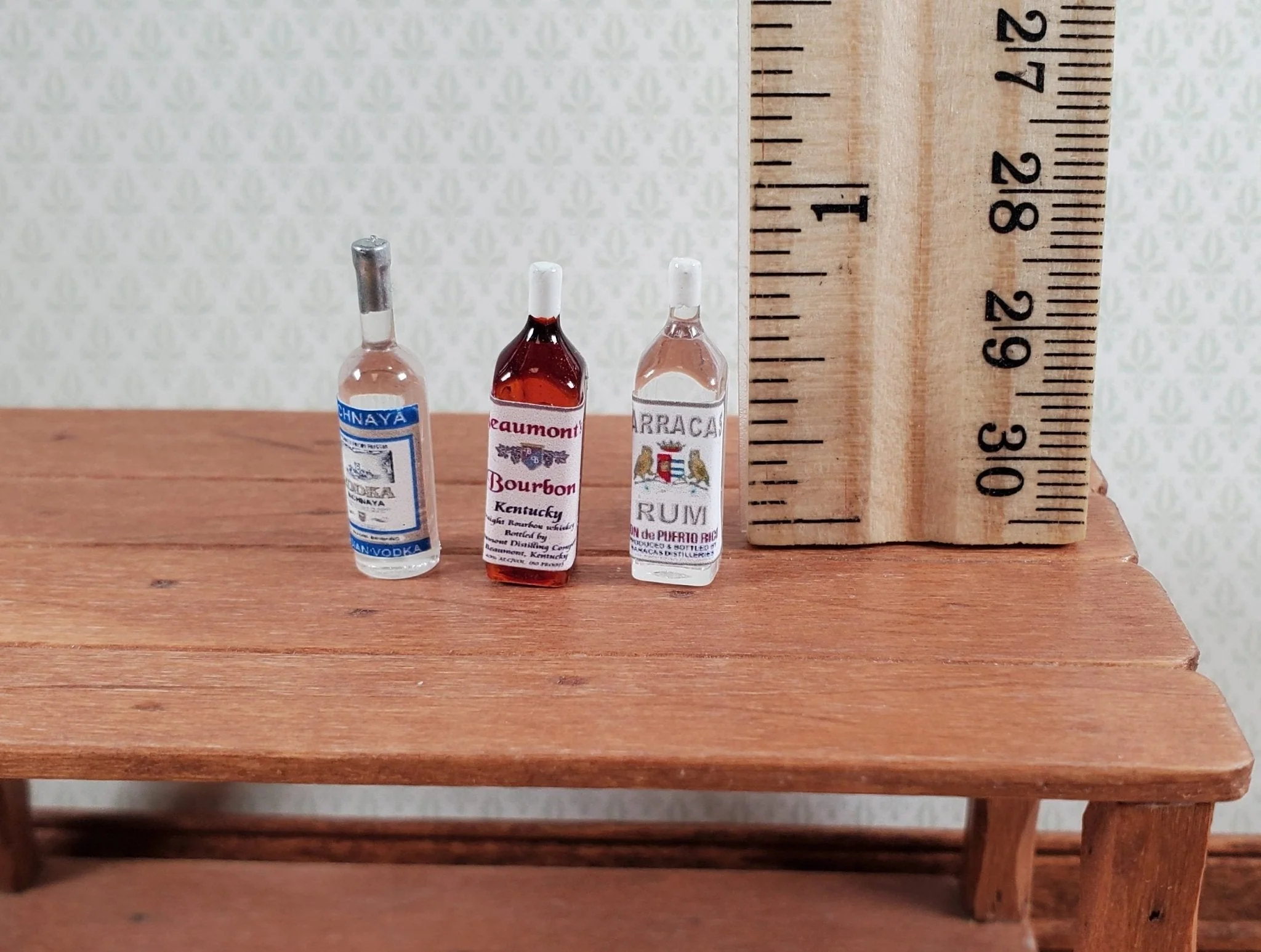 Dollhouse Drinks Rum Vodka Bourbon Bottles Tiny 1:12 Scale Drinks Booze - Image 3