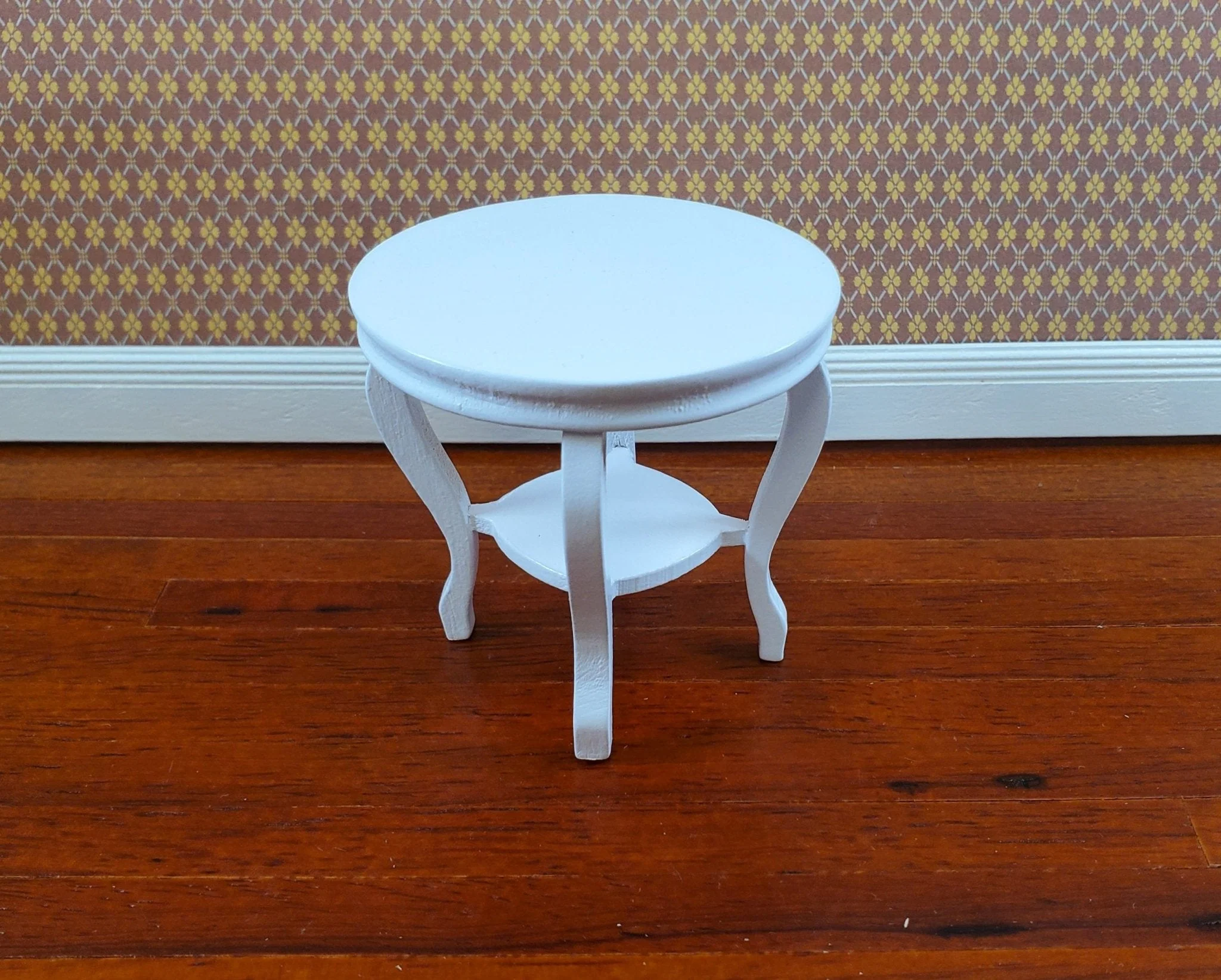 Dollhouse End or Side Table Small Round WHITE 1:12 Scale Miniature Furniture - Image 2
