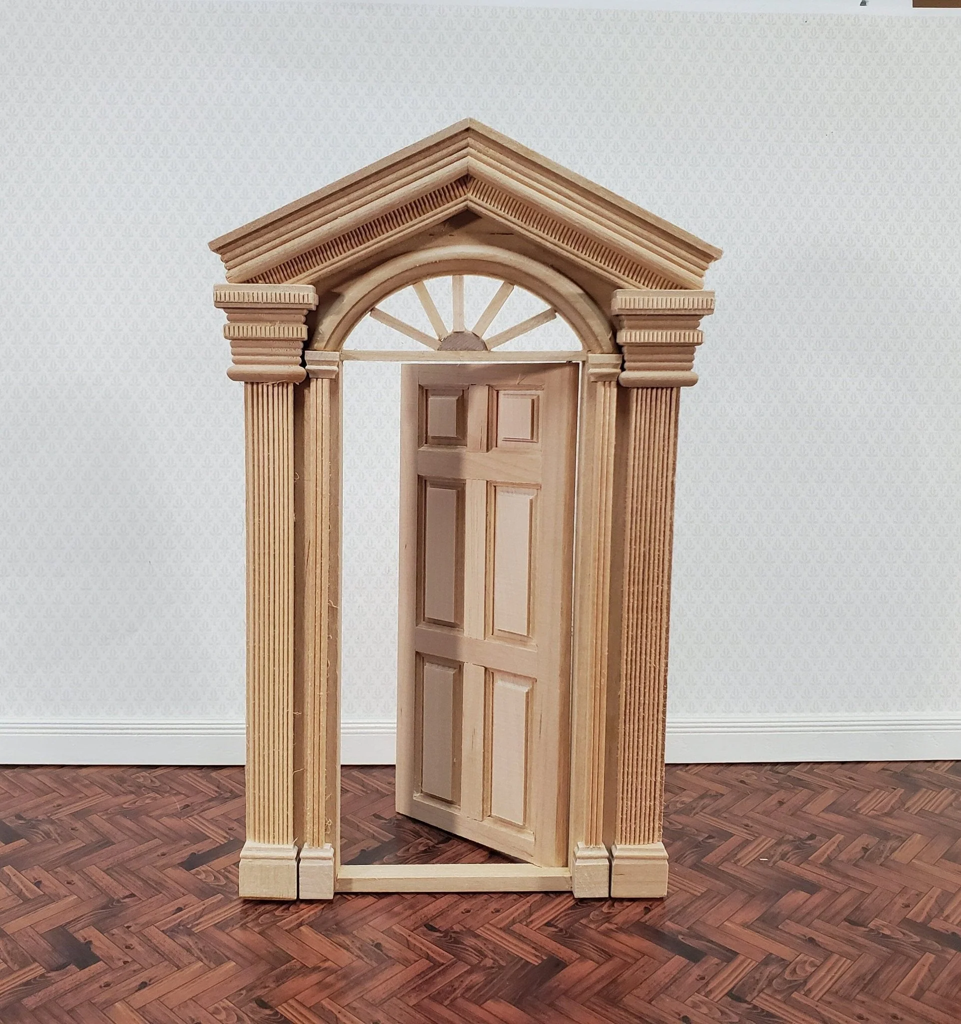 Dollhouse Exterior Door Large Fancy with Columns 1:12 Scale Miniature Fairy Door - Image 4