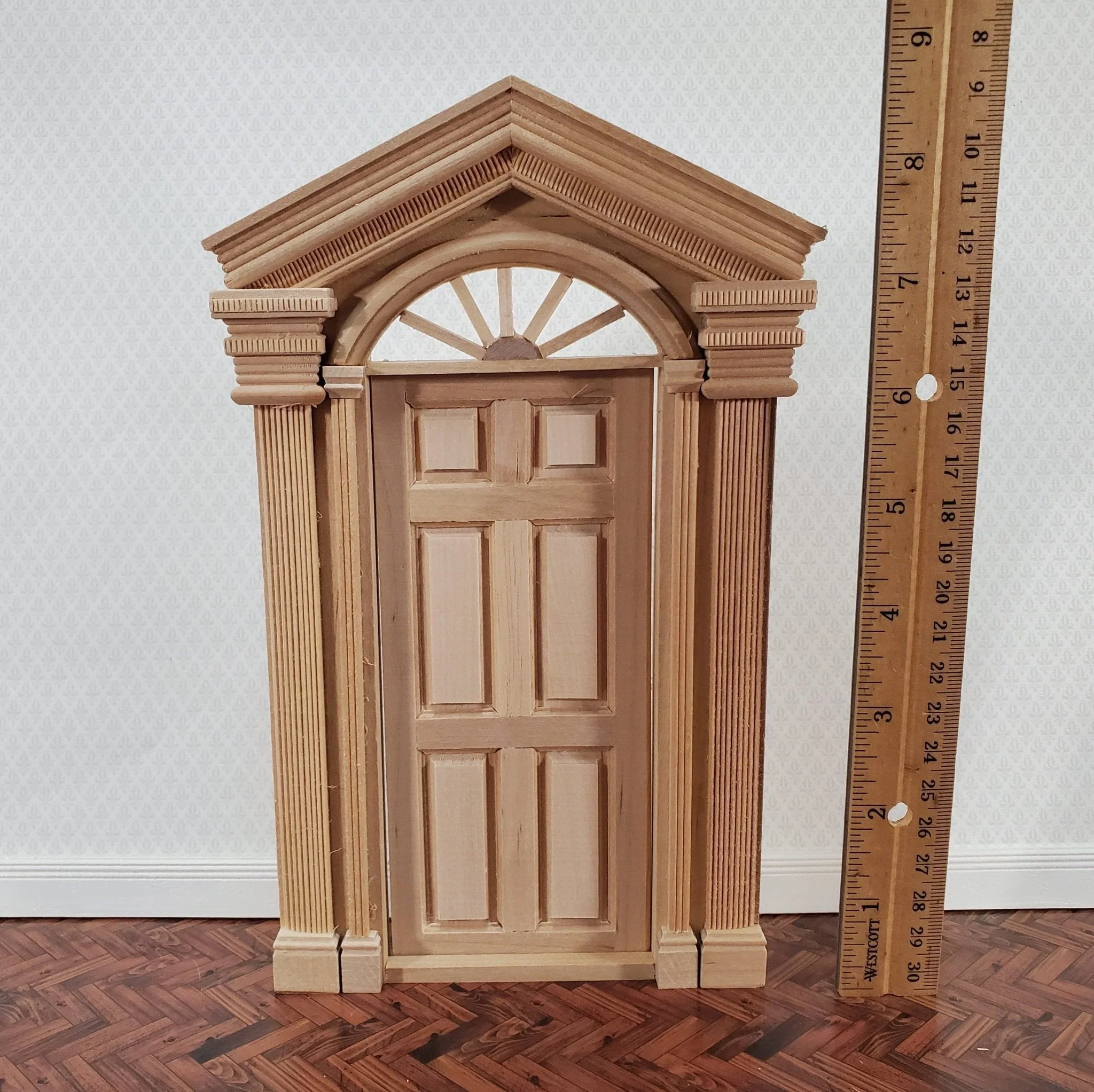 Dollhouse Exterior Door Large Fancy with Columns 1:12 Scale Miniature Fairy Door - Image 5