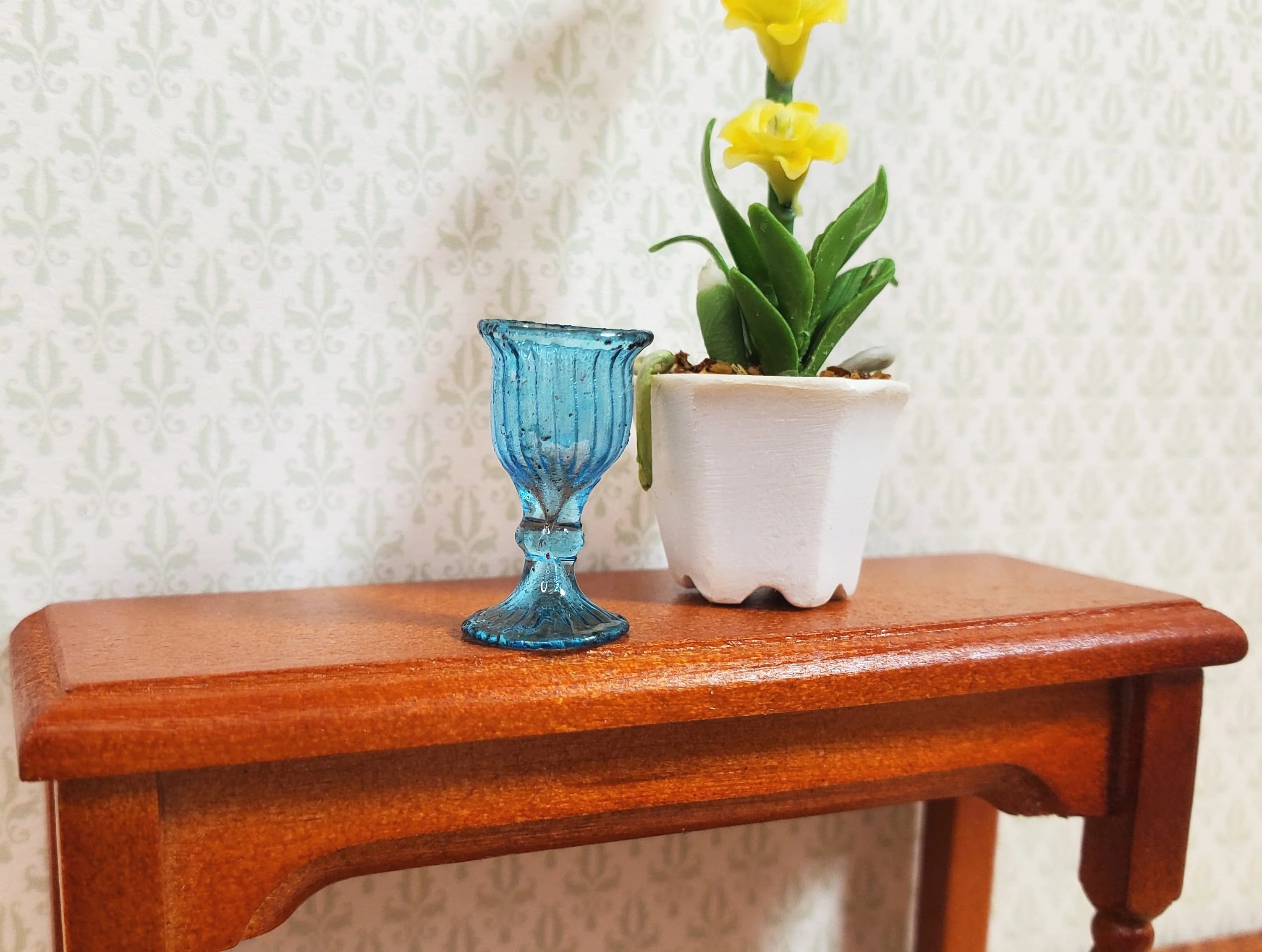 Dollhouse Fancy Blue Water or Wine Glass 1:12 Scale Miniature - Image 2