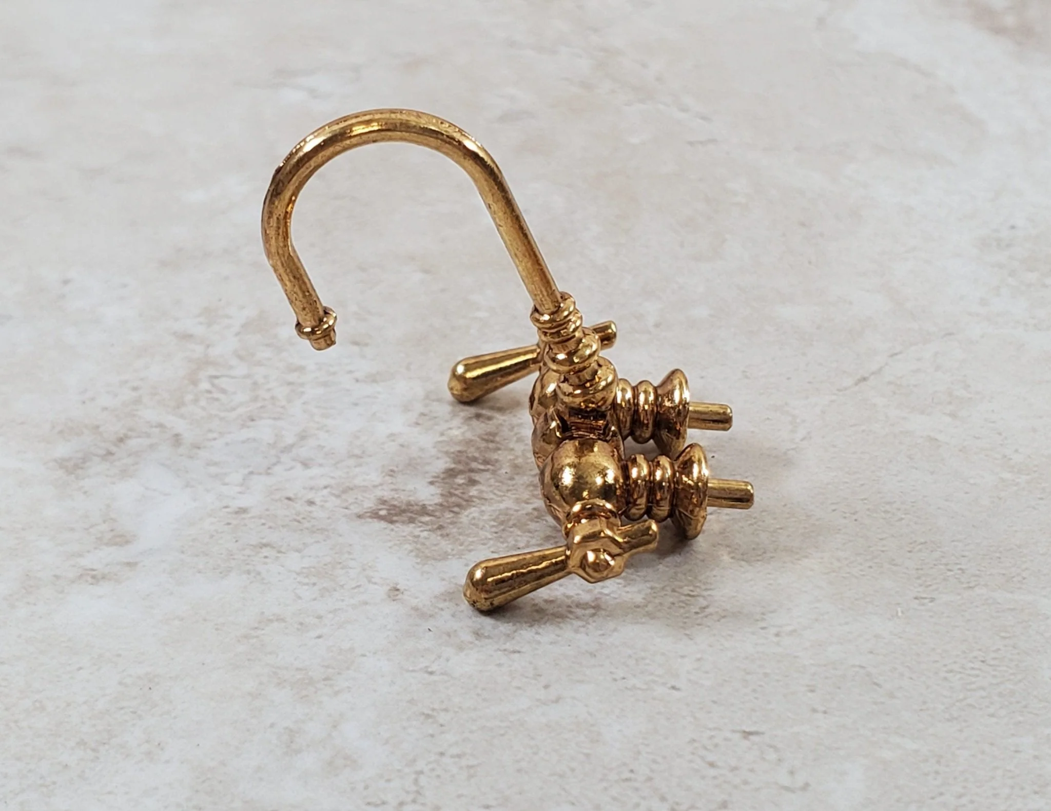 Dollhouse Faucet for Miniature Bathtubs 1:12 Scale Antique Gold Bathrooms - Image 5