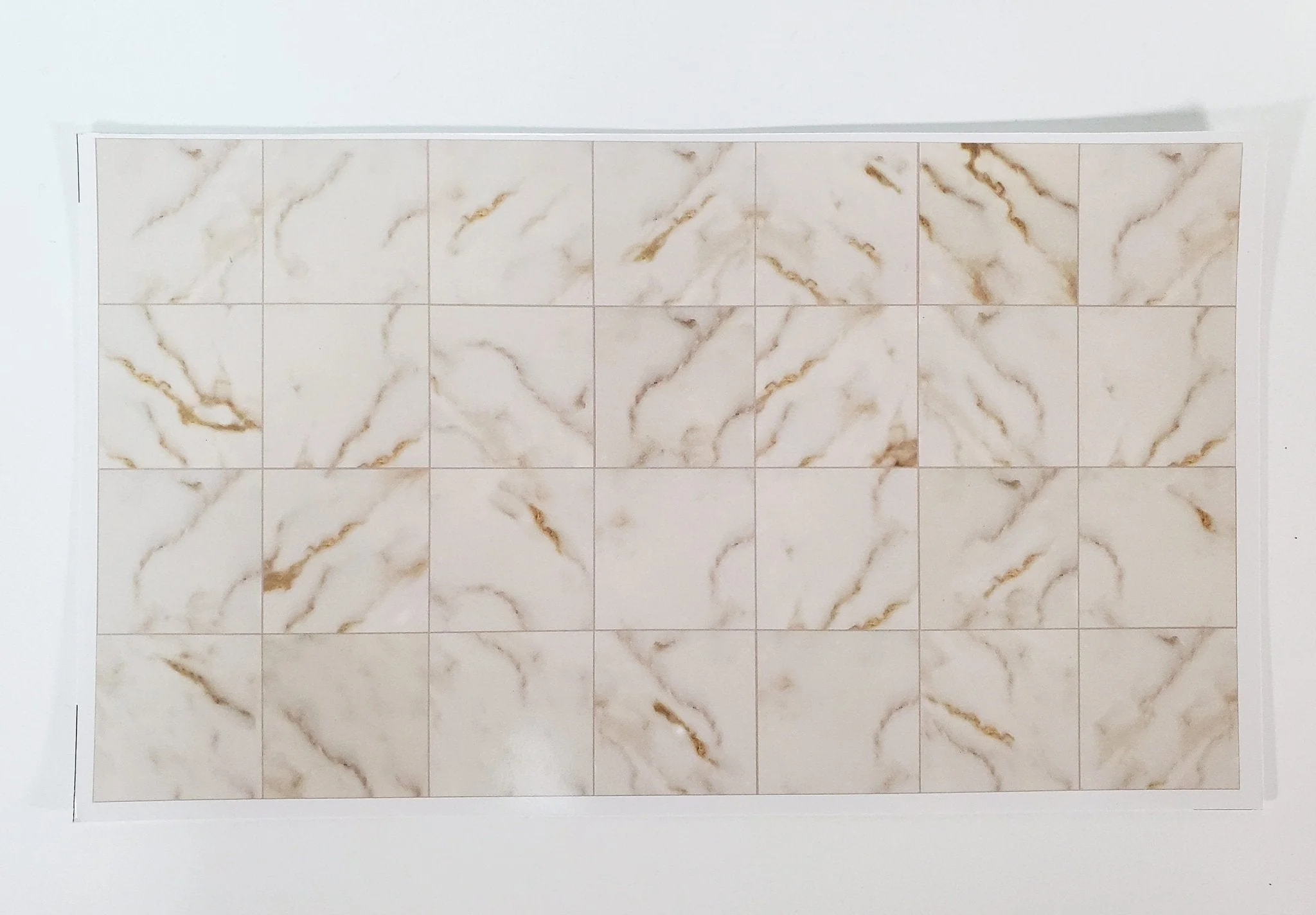 Dollhouse Faux Off White Marble Tile Floor Card 1:12 Scale Miniature World Model