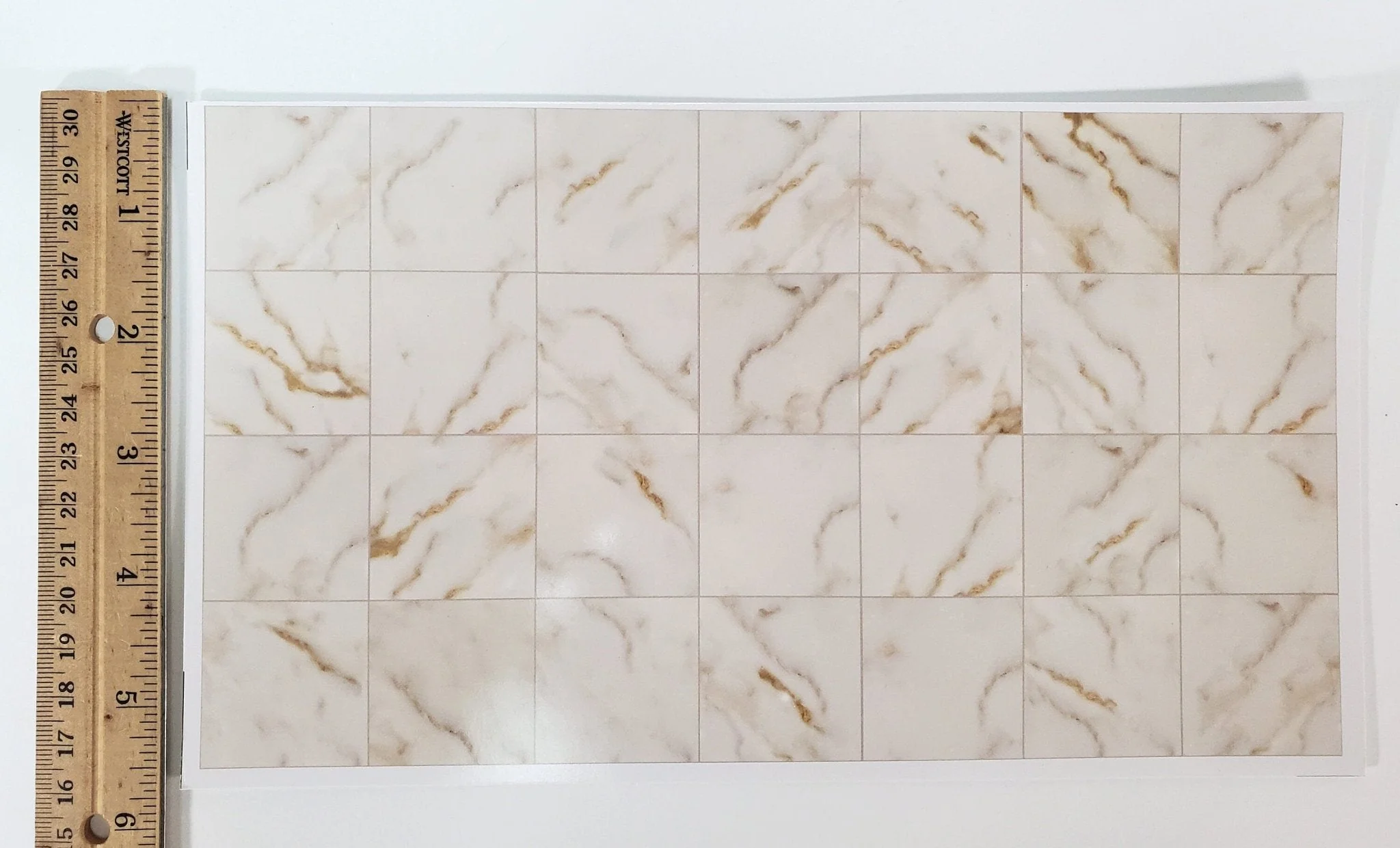 Dollhouse Faux Off White Marble Tile Floor Card 1:12 Scale Miniature World Model - Image 3