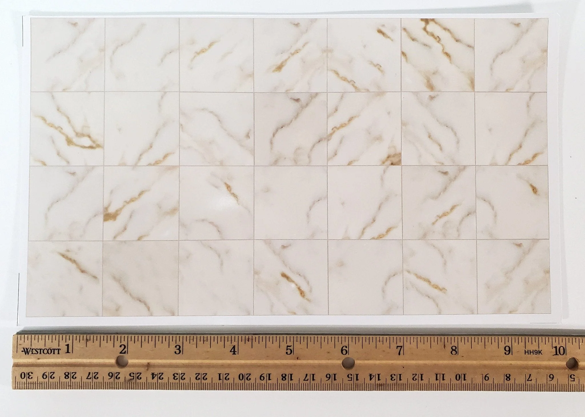 Dollhouse Faux Off White Marble Tile Floor Card 1:12 Scale Miniature World Model - Image 4