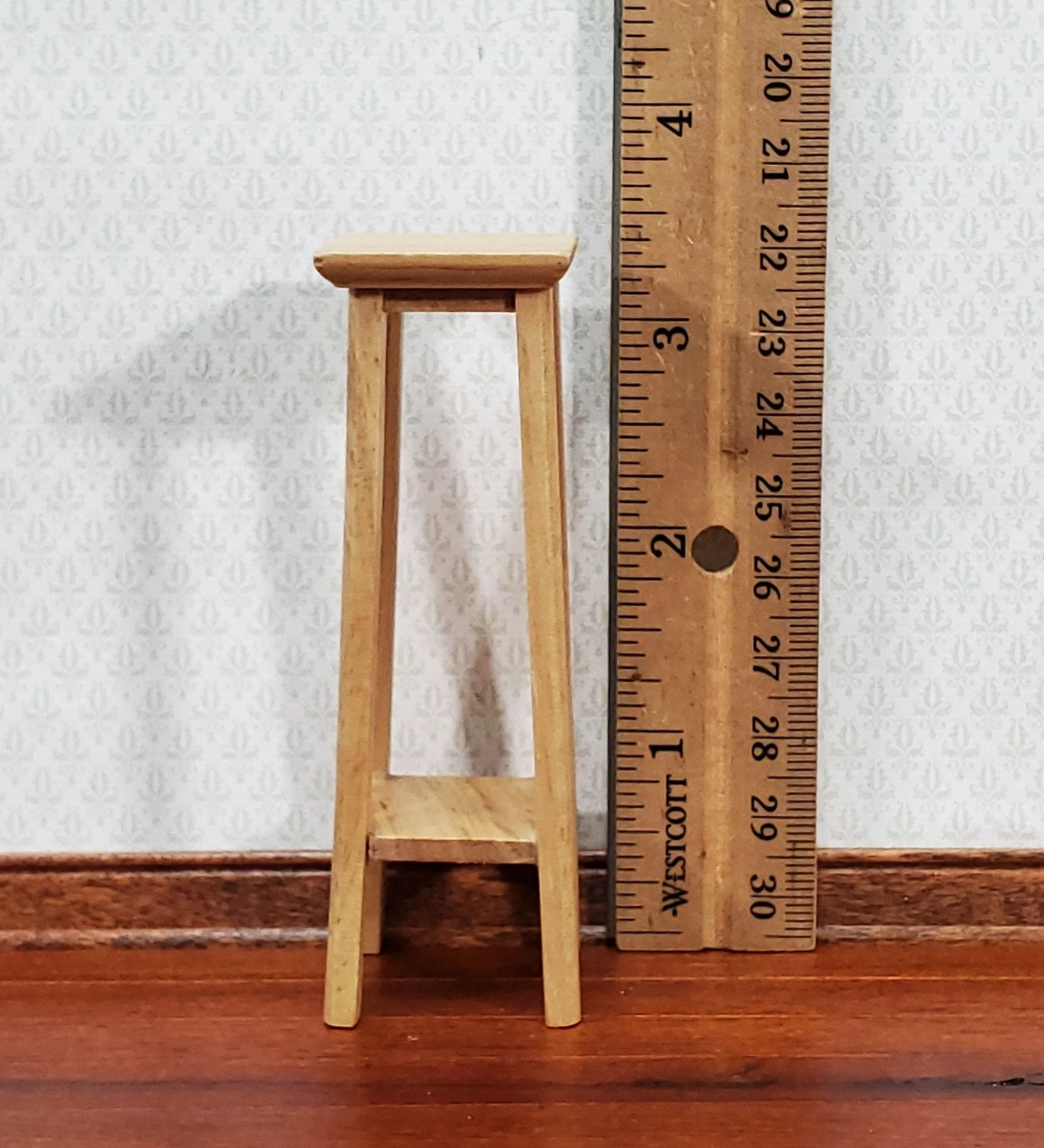 Dollhouse Fern or Plant Stand Tall Wood Light Oak Finish 1:12 Scale Miniature Furniture - Image 4