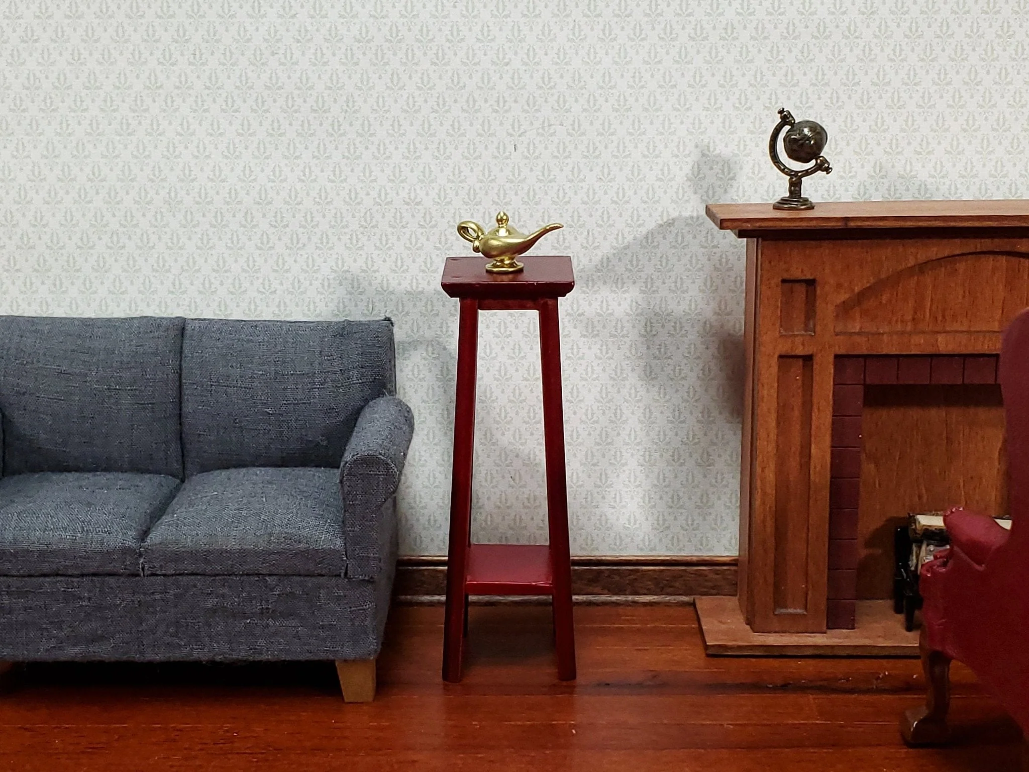 Dollhouse Fern or Plant Stand Tall Wood Mahogany Finish 1:12 Scale Miniature Furniture - Image 3