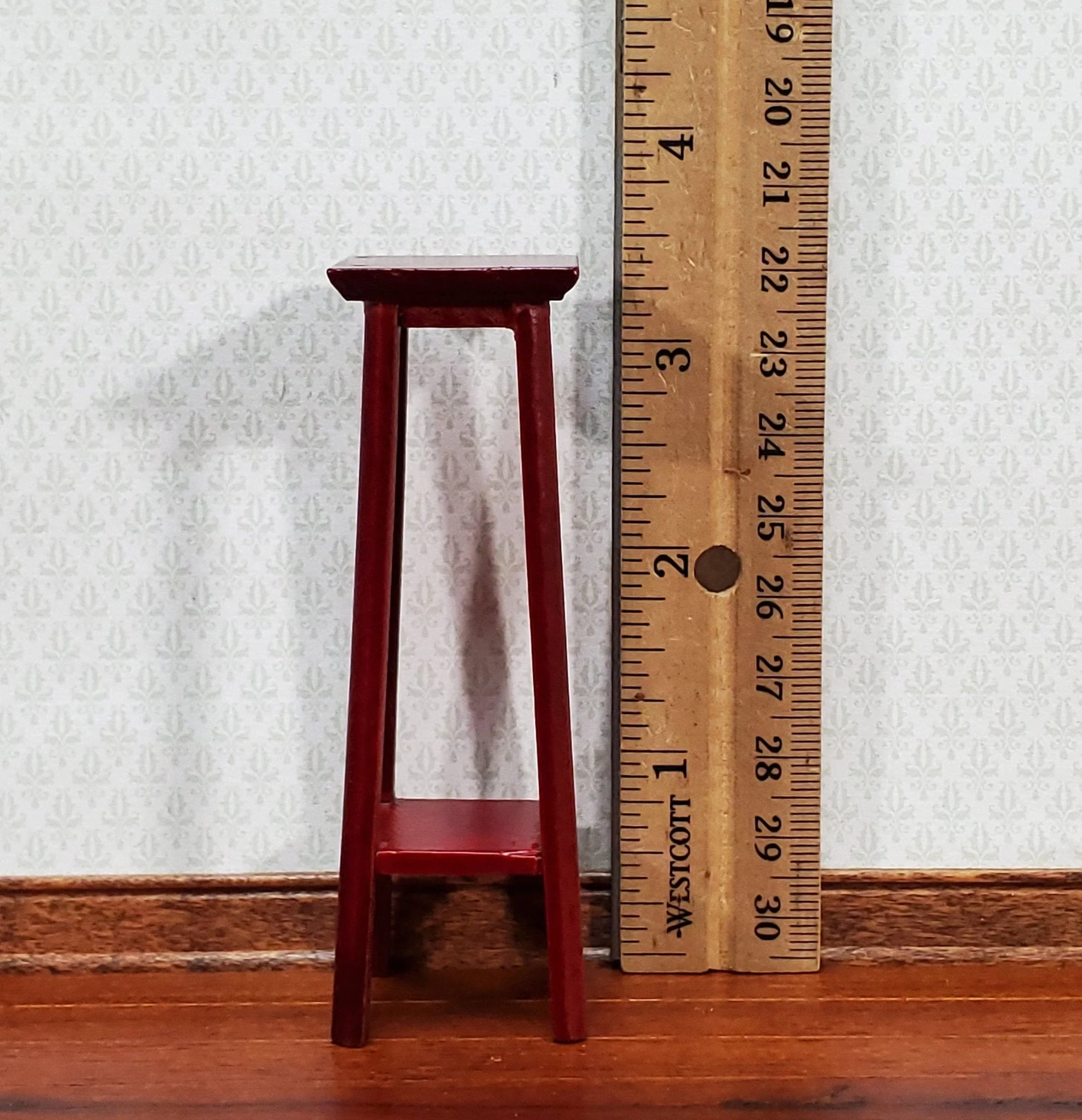 Dollhouse Fern or Plant Stand Tall Wood Mahogany Finish 1:12 Scale Miniature Furniture - Image 5